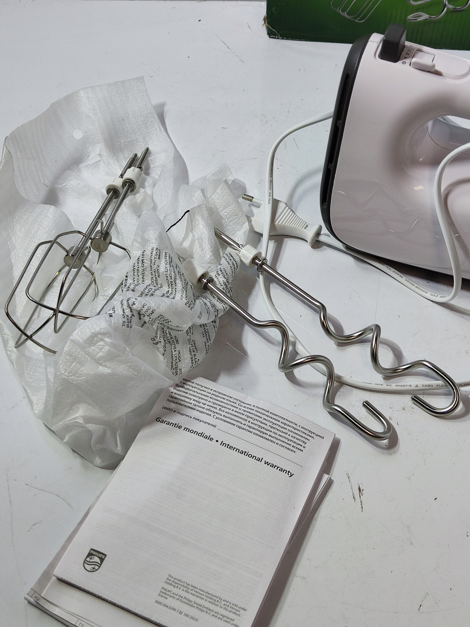 Mikser ręczny PHILIPS HR3741/00 450W + końcówki mieszające i haki — zdjęcie 7