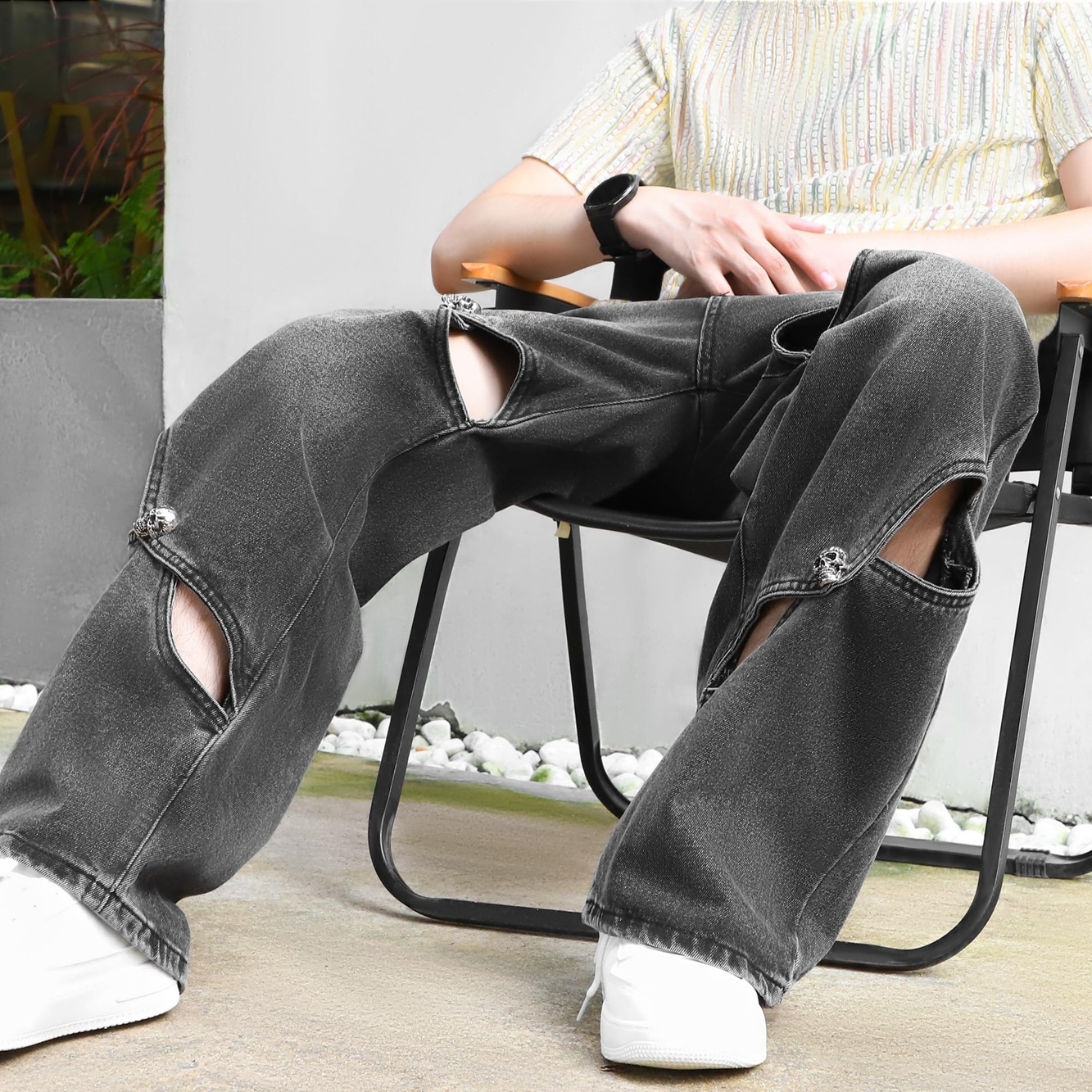 Jeansy Baggy Straight Y2K Streetwear Loose Japanese Wide leg rozm. 34 — zdjęcie 5
