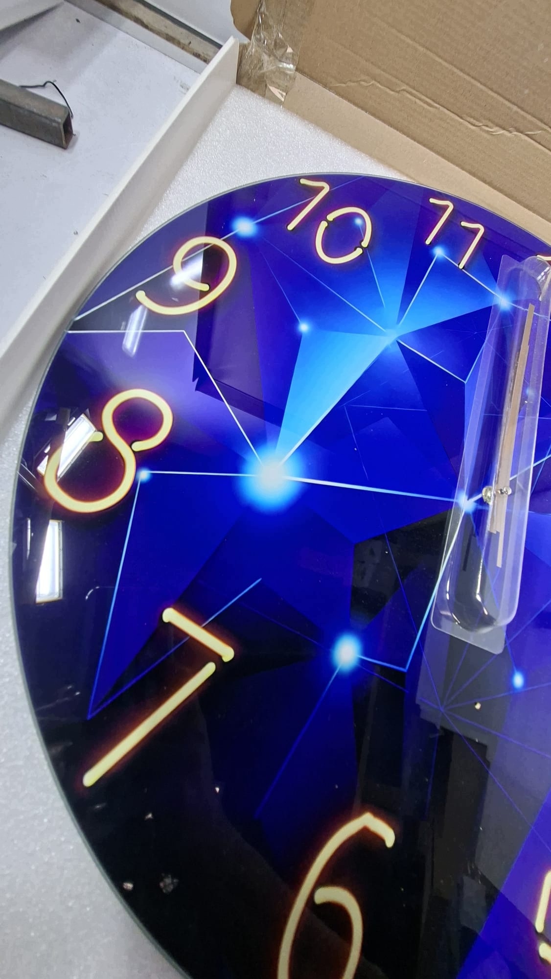 Zegar ścienny 60 cm szklany nowoczesny cichy geometryczny niebieski — zdjęcie 6