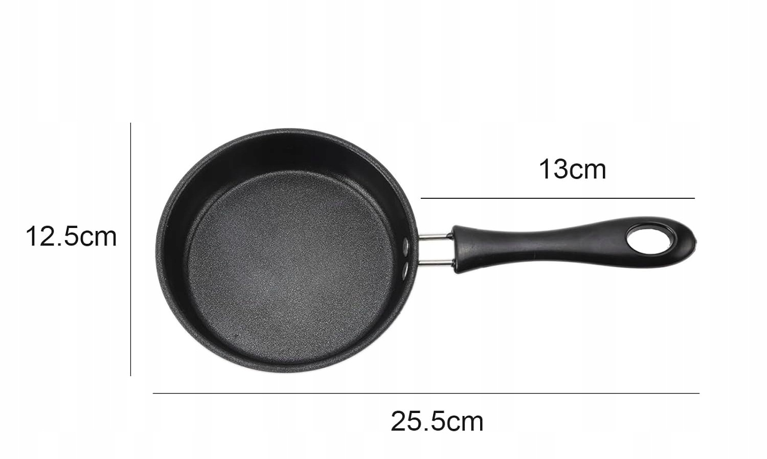 Mini patelnia 12,5 cm z pokrywką nieprzywierająca czarna — zdjęcie 4