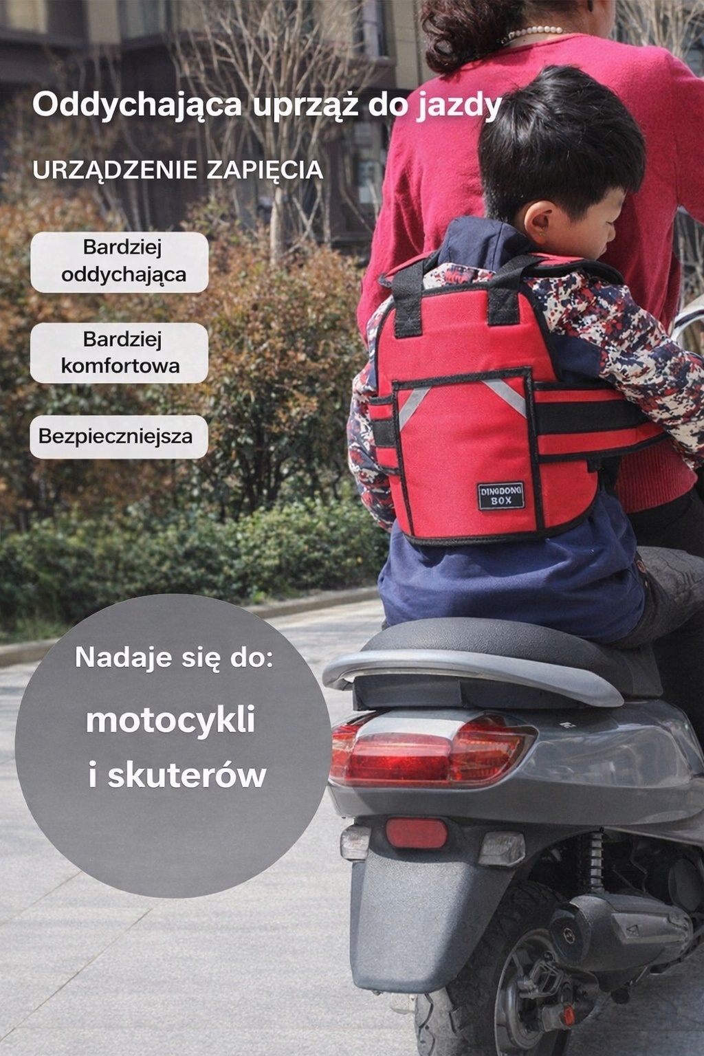 Szelki bezpieczeństwa dla dziecka na motocykl pas zabezpieczający — zdjęcie 6