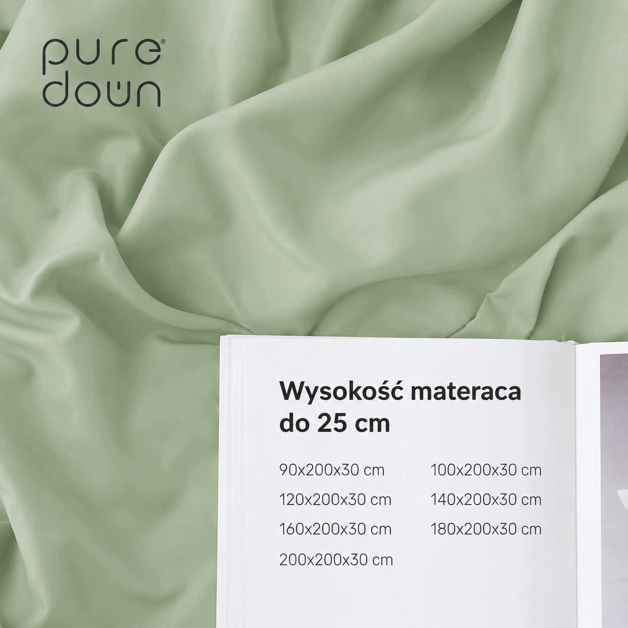 2x Puredown Prześcieradło z Gumką Mikrofibra 140x200 Zielone 120 g/m² — zdjęcie 5