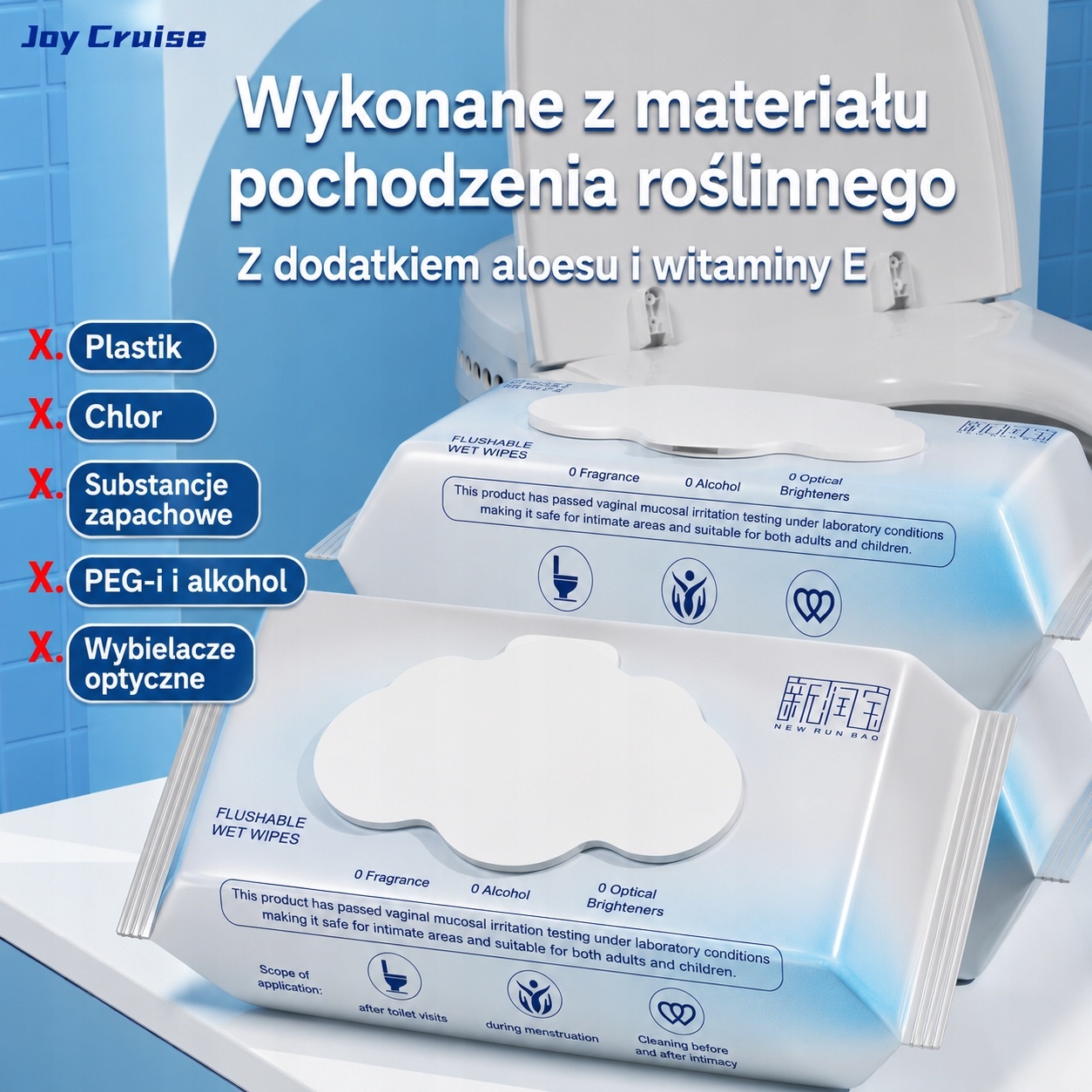 Nawilżane Chusteczki Toaletowe Spłukiwalne Aloes 99% Wody 40/42szt./paczka — zdjęcie 4