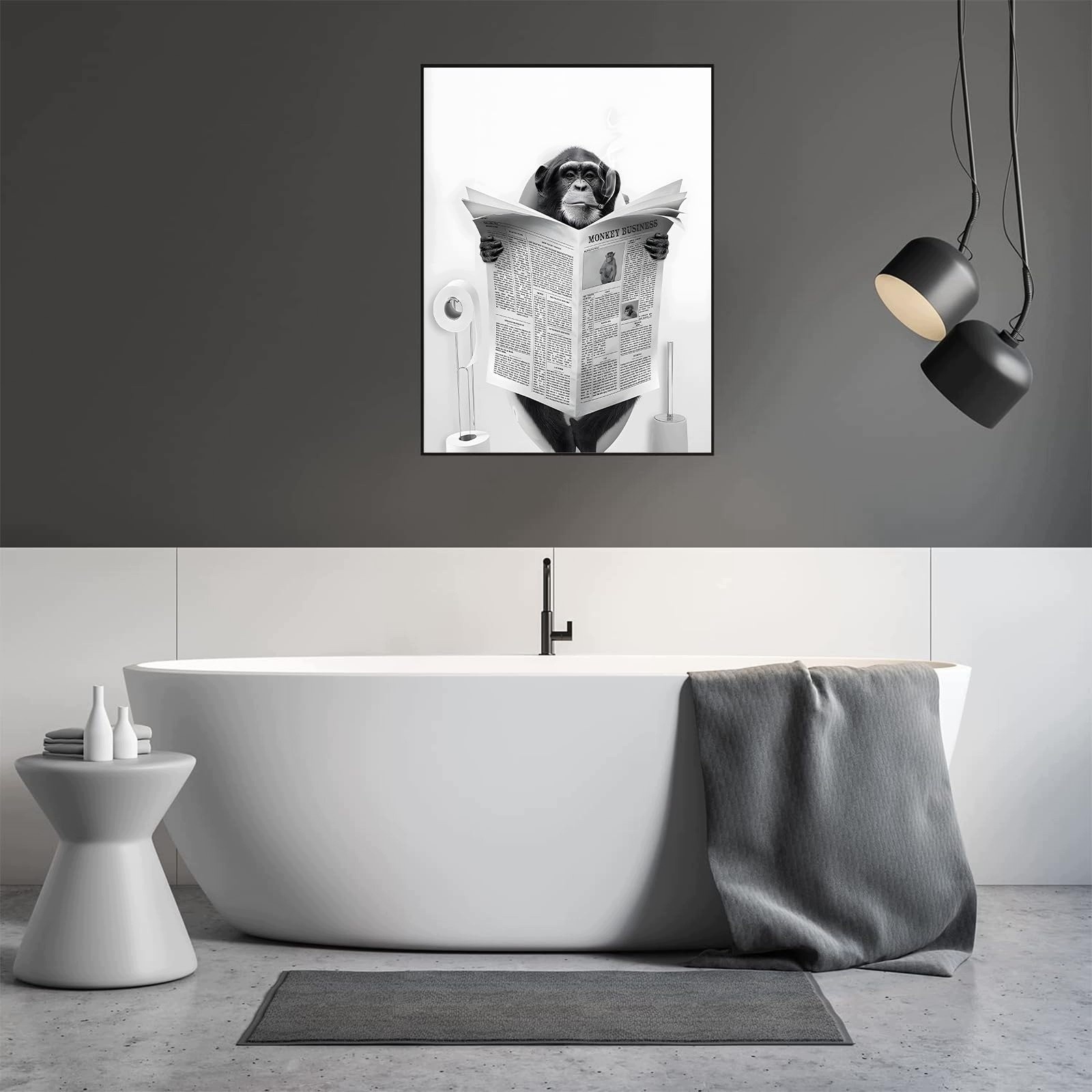 Obraz na płótnie Małpa z Gazetą 60x90 cm Bez Ramy — zdjęcie 5