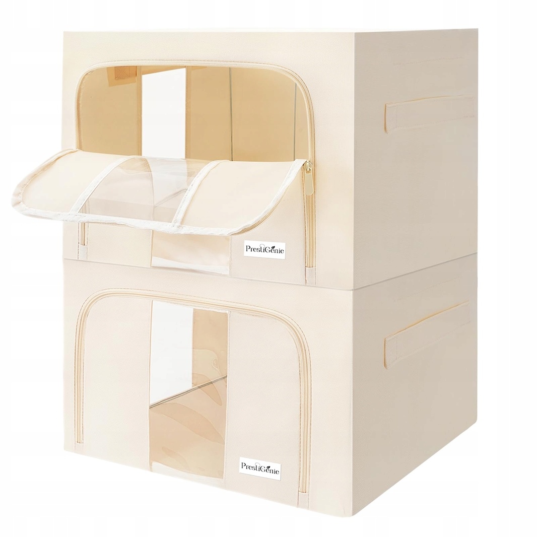 Pojemnik do przechowywania 40 × 30 × 20 cm Składany organizer beżowy — zdjęcie 2