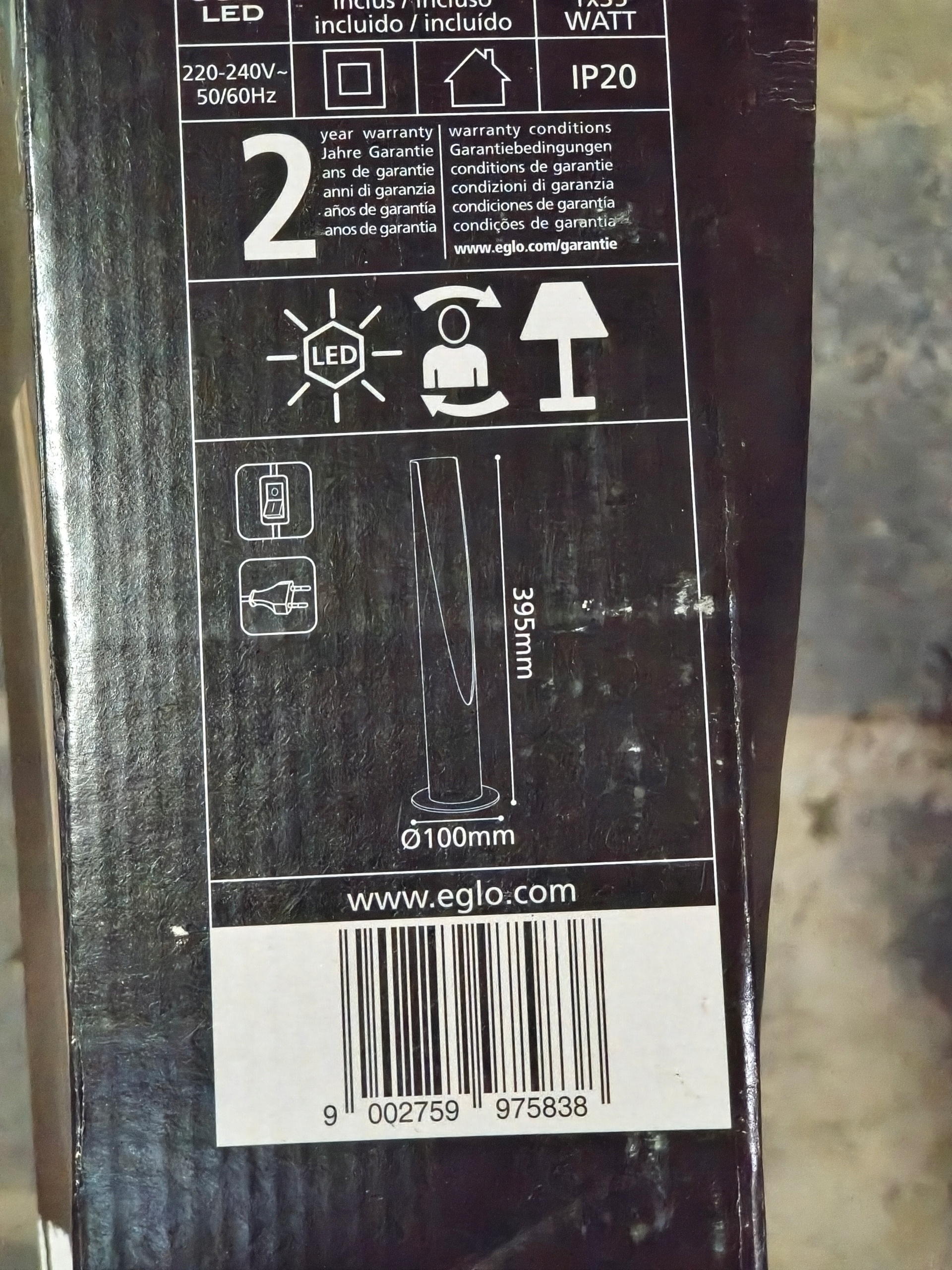 Lampa stołowa LED EGLO BARBOTTO czarna złote wnętrze 395mm 345lm — zdjęcie 6