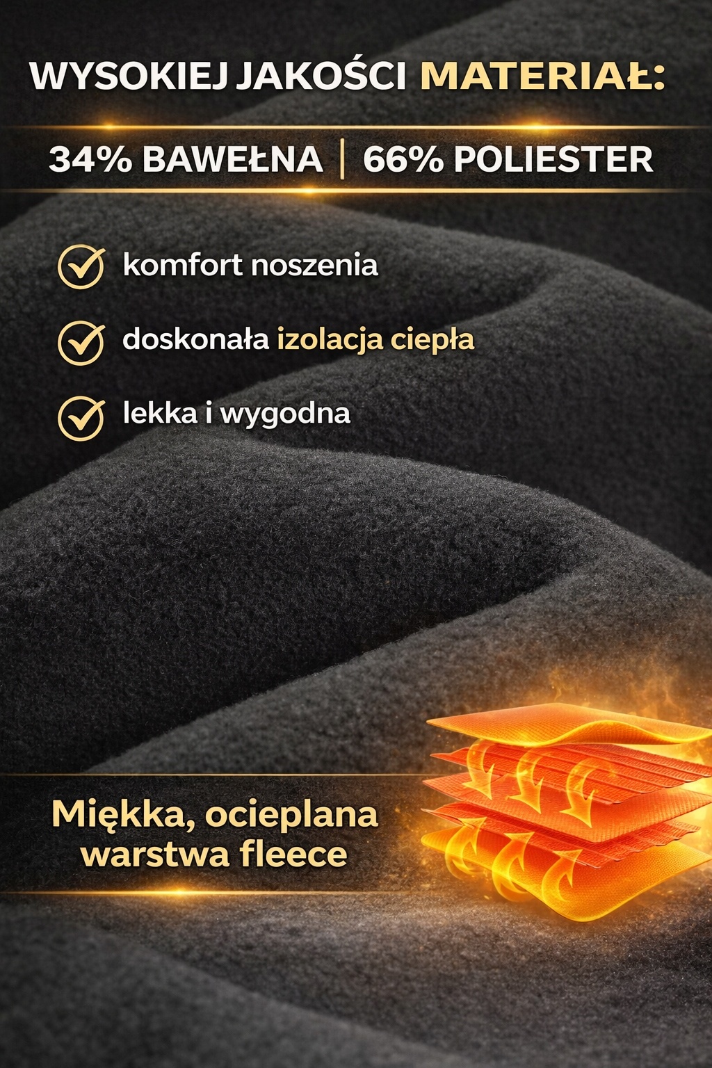 Bluza męska ocieplana polarowa L termo ciepła fleece casual roz. L — zdjęcie 3