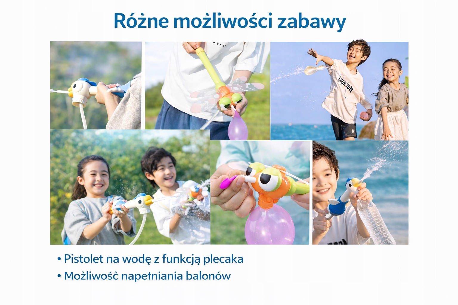 Pistolet + zbiornikiem na wodę |zasięg|8metrów|funkcja napełniania balonów — zdjęcie 5