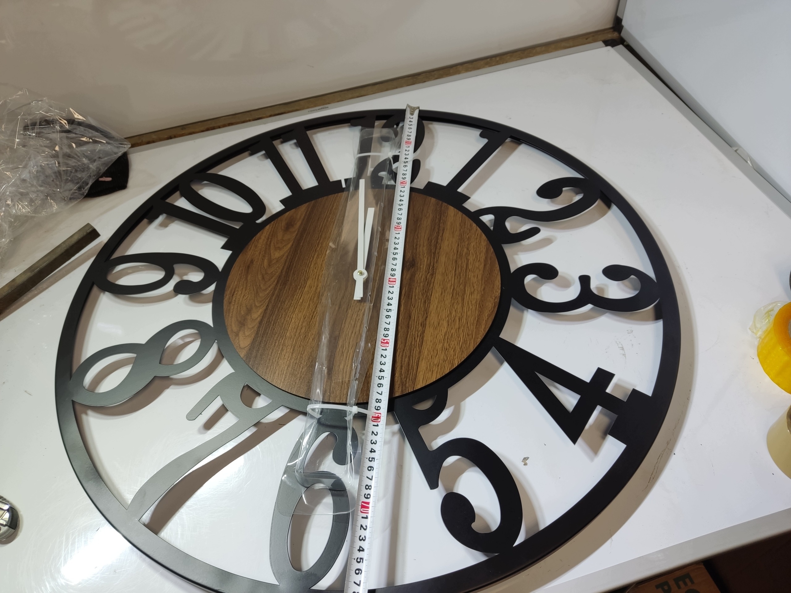Duży Zegar Ścienny Loft 80 cm LED Drewno Cichy Mechanizm Czarny — zdjęcie 5
