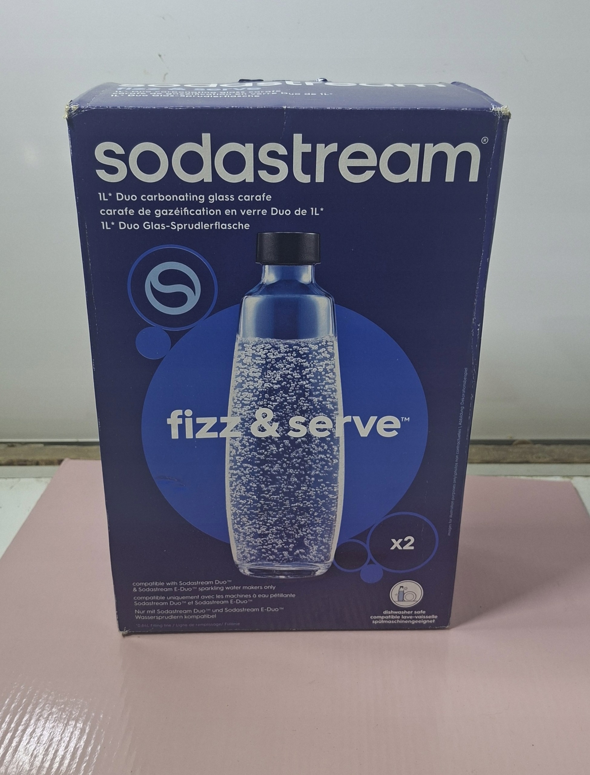 2x SodaStream DUO szklana butelka karafka 1 l do DUO i E-DUO — zdjęcie 4