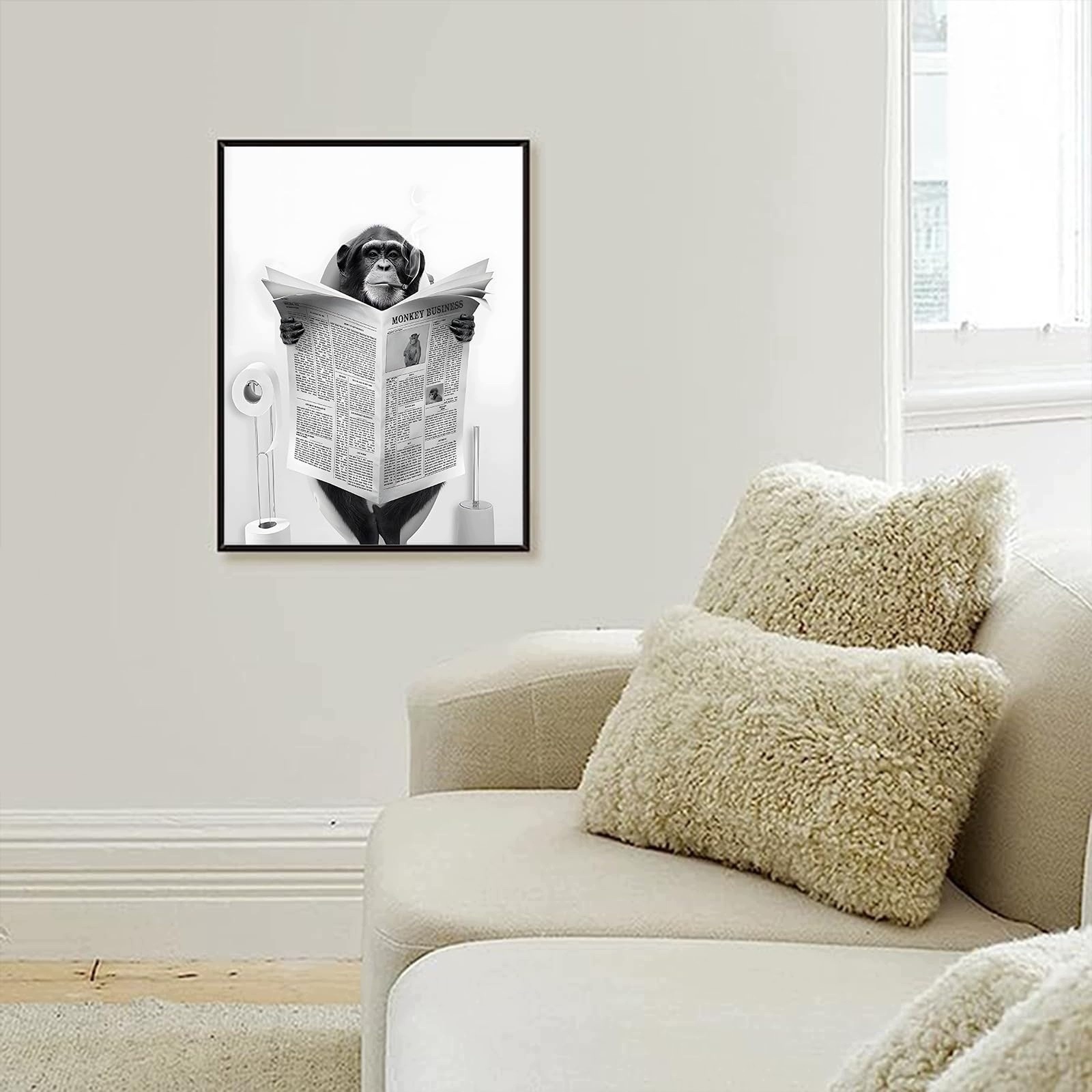 Obraz na płótnie Małpa z Gazetą 60x90 cm Bez Ramy — zdjęcie 4