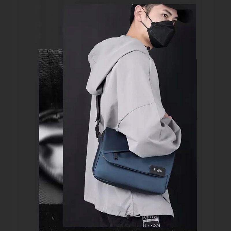 Torba na ramię męska Messenger na laptopa – wodoodporna – granatowa — zdjęcie 3