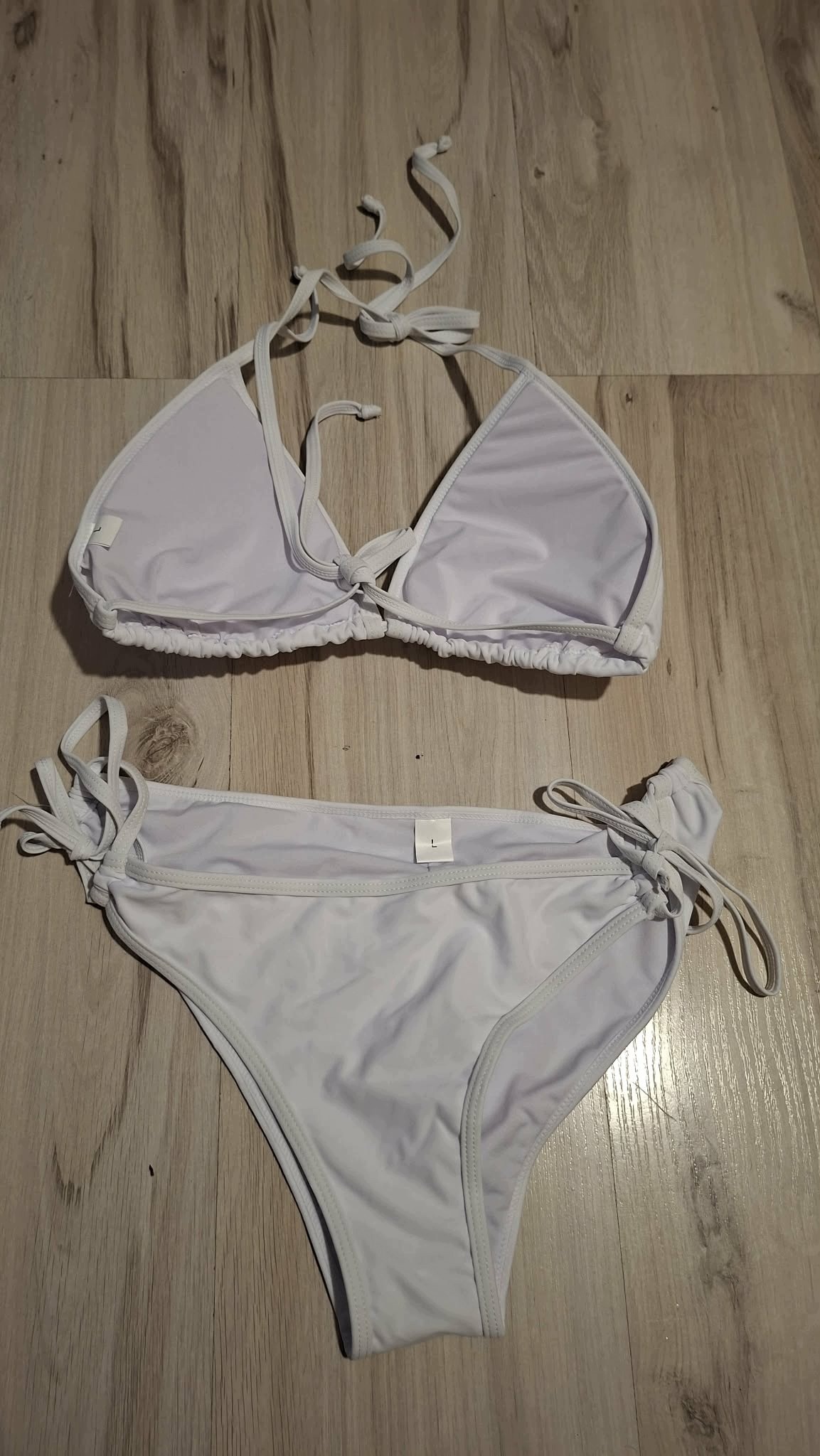 Bikini Białe Damskie Wiązane Strój Kąpielowy Dwuczęściowy Rozmiar L — zdjęcie 6