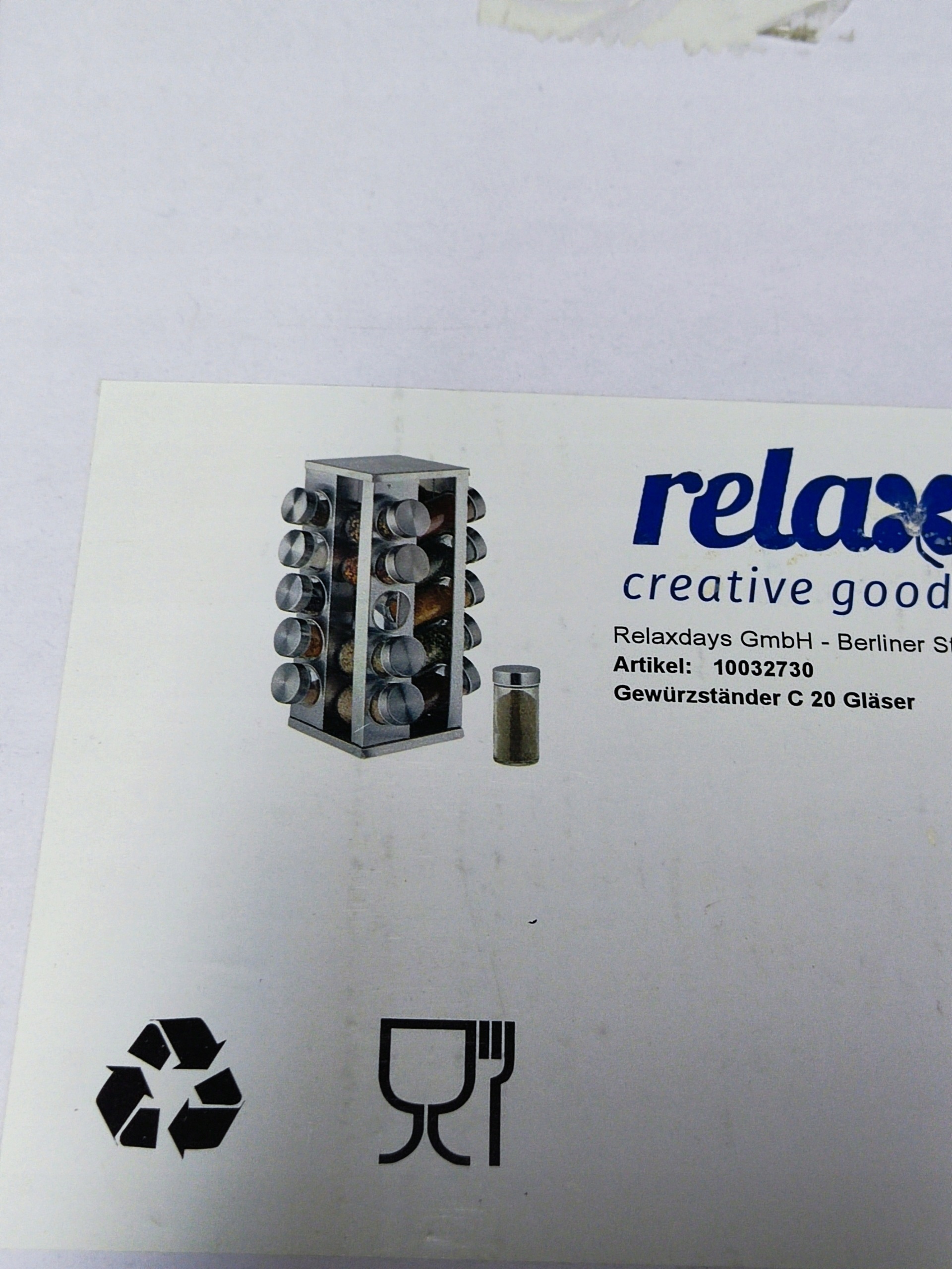 Stojak na Przyprawy Relaxdays Obrotowy 19 Słoiczków INOX Szklane — zdjęcie 5