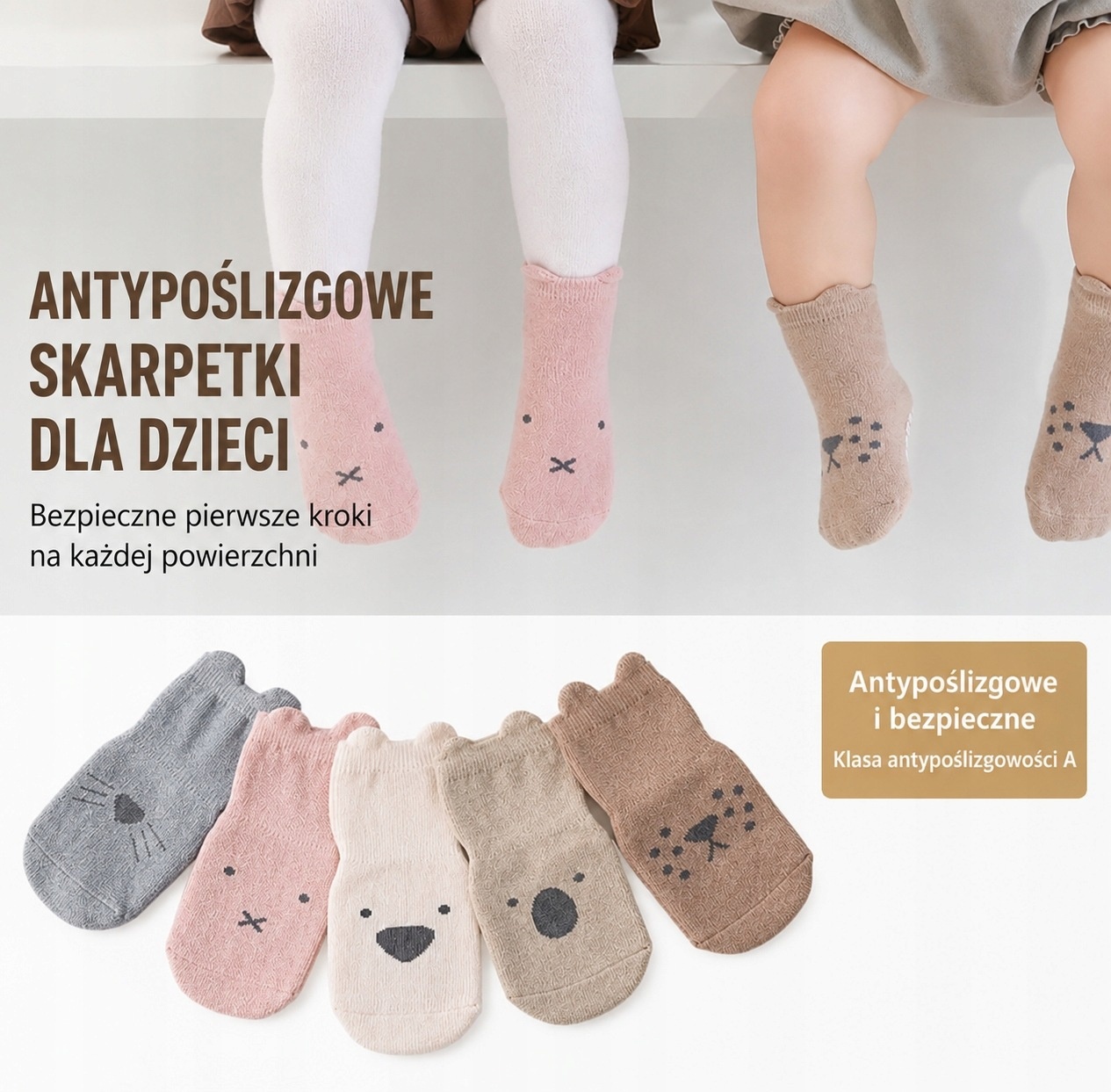 Skarpetki antypoślizgowe dziecięce 5 par 12-14 cm 1-3 lata — zdjęcie 4