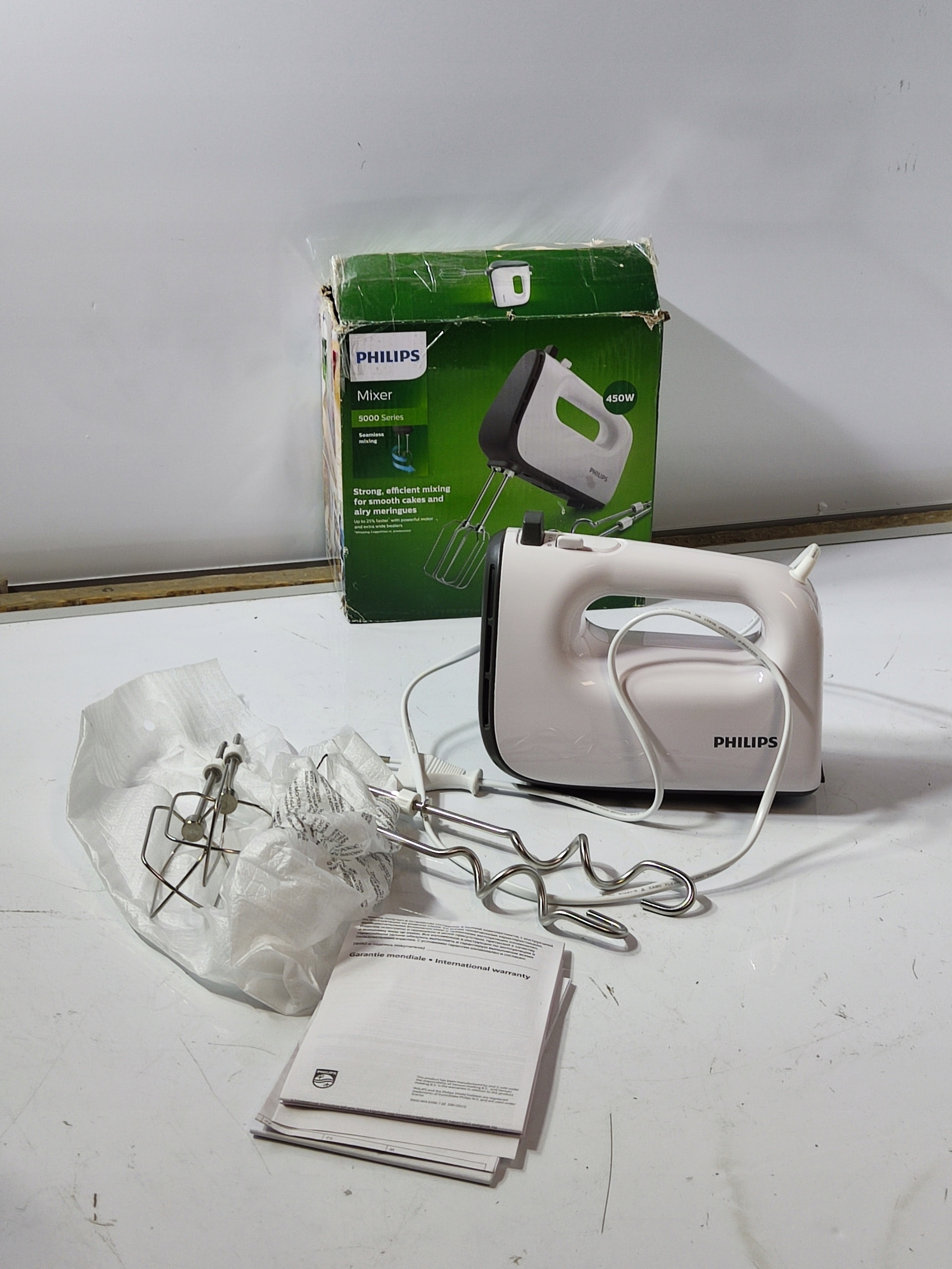 Mikser ręczny PHILIPS HR3741/00 450W + końcówki mieszające i haki — zdjęcie 3
