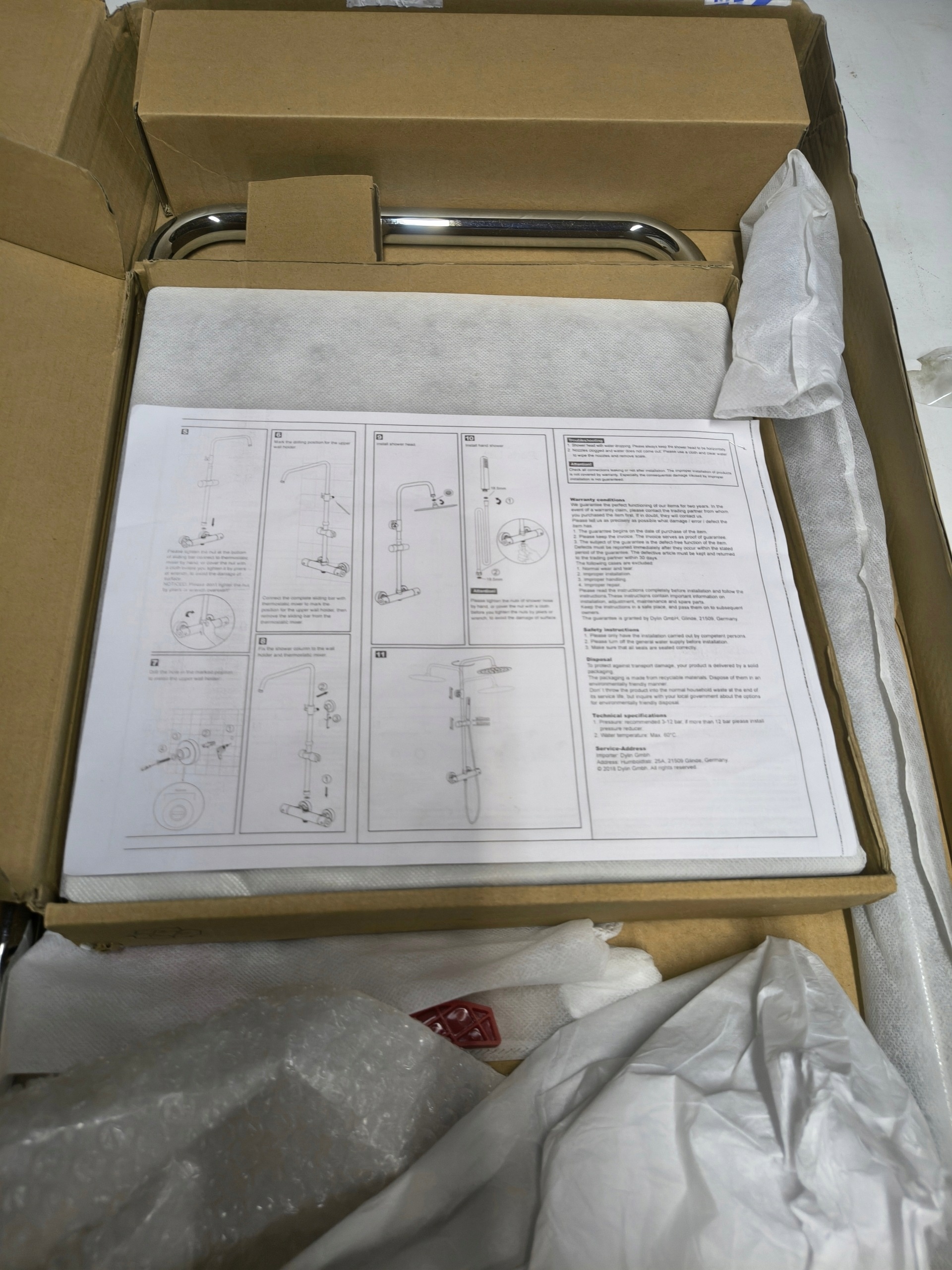 Zestaw prysznicowy natynkowy Auralum z termostatem, deszczownica 24.8 cm — zdjęcie 7