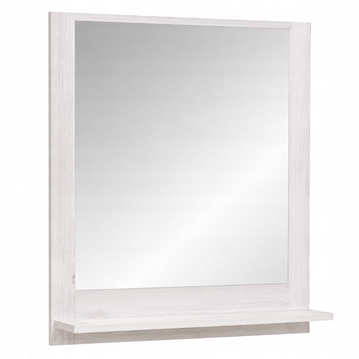 Lustro łazienkowe z półką 60x68 cm białe drewno sosna półka ścienna — zdjęcie 2