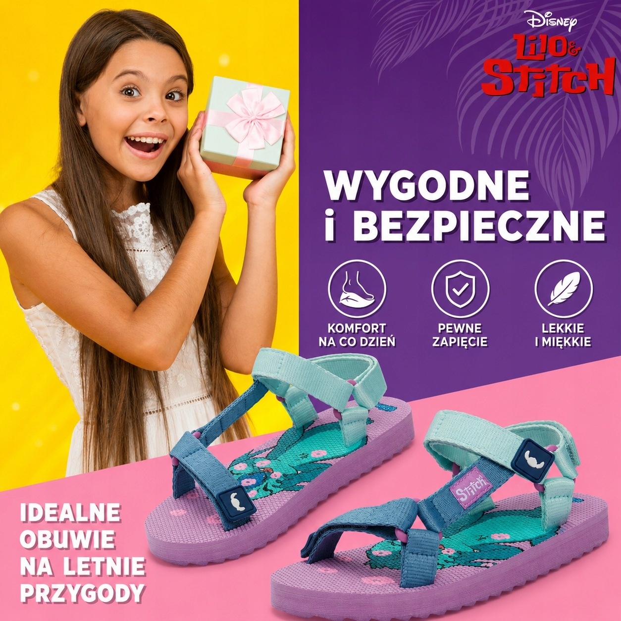 Sandały Dziecięce Disney Lilo & Stitch Regulowane Fioletowe Rzepy rozm. 27 — zdjęcie 4