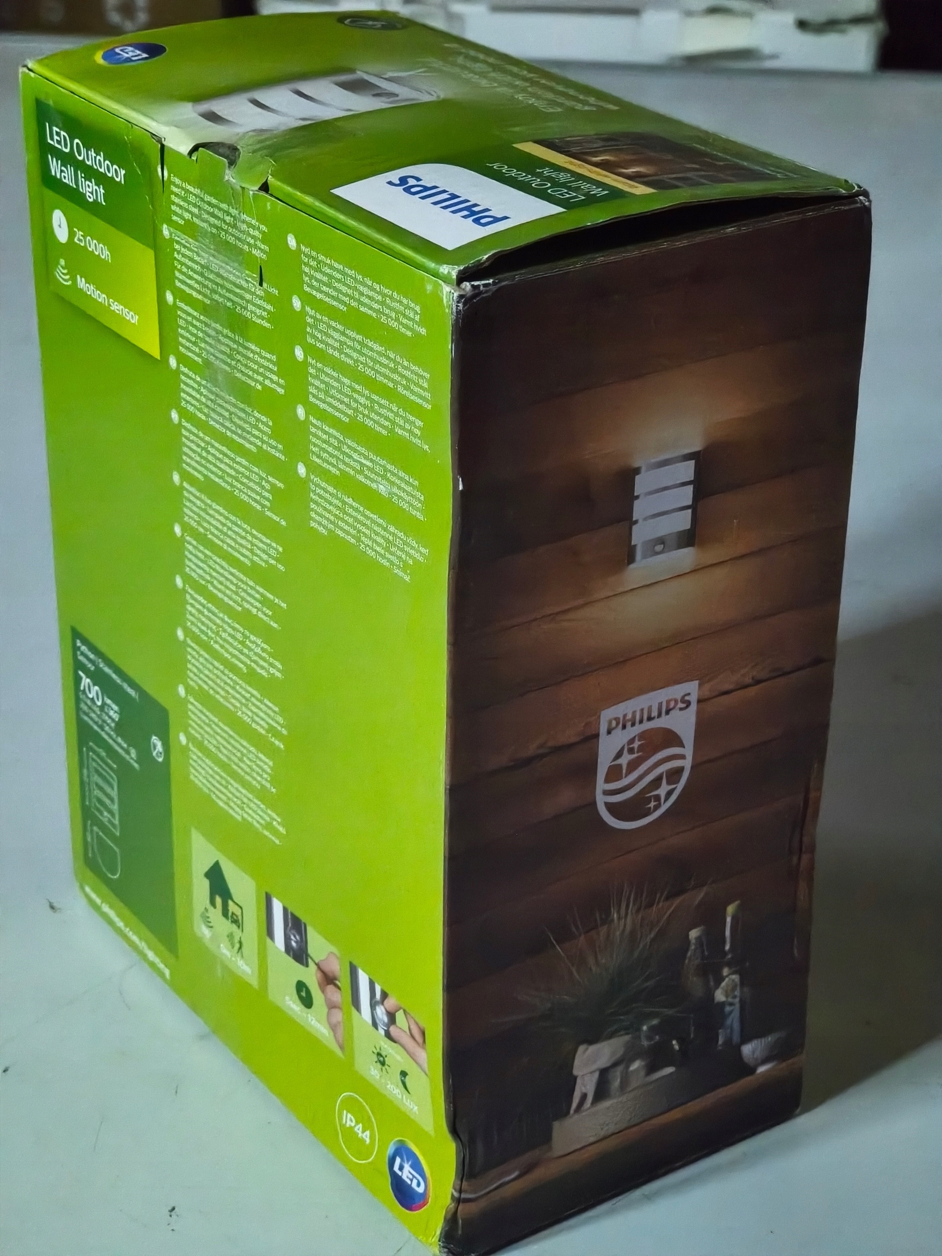 Philips LED Outdoor Wall Light IP44 czujnik ruchu stal nierdzewna — zdjęcie 5