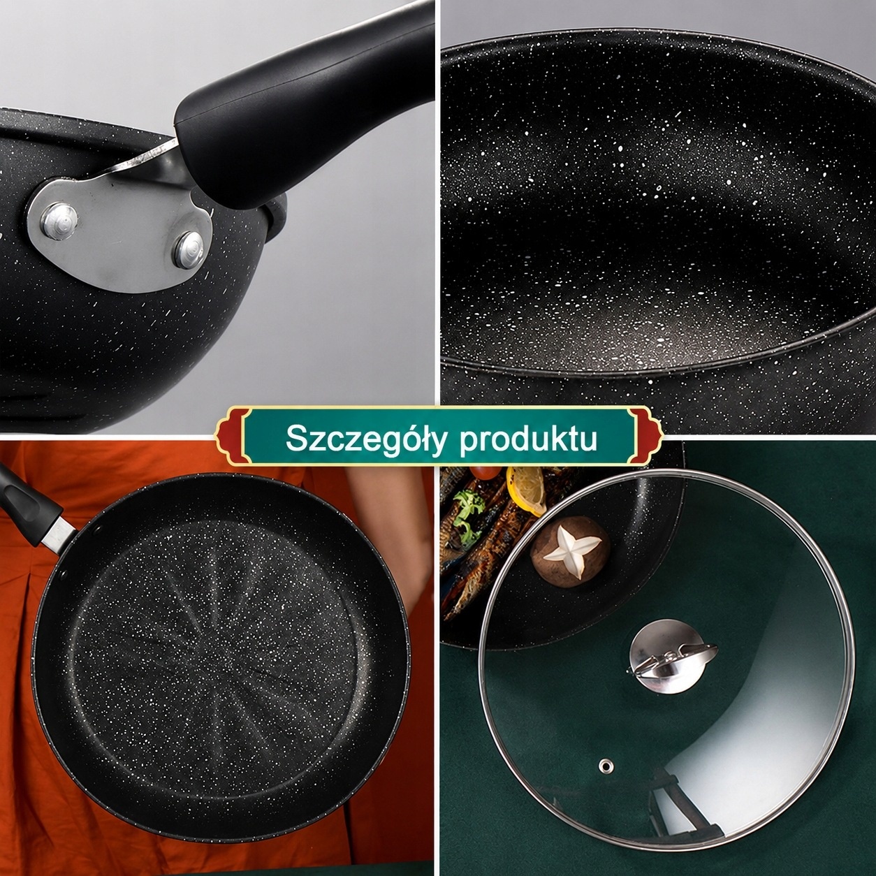 Mini patelnia 12,5 cm z pokrywką nieprzywierająca czarna — zdjęcie 5