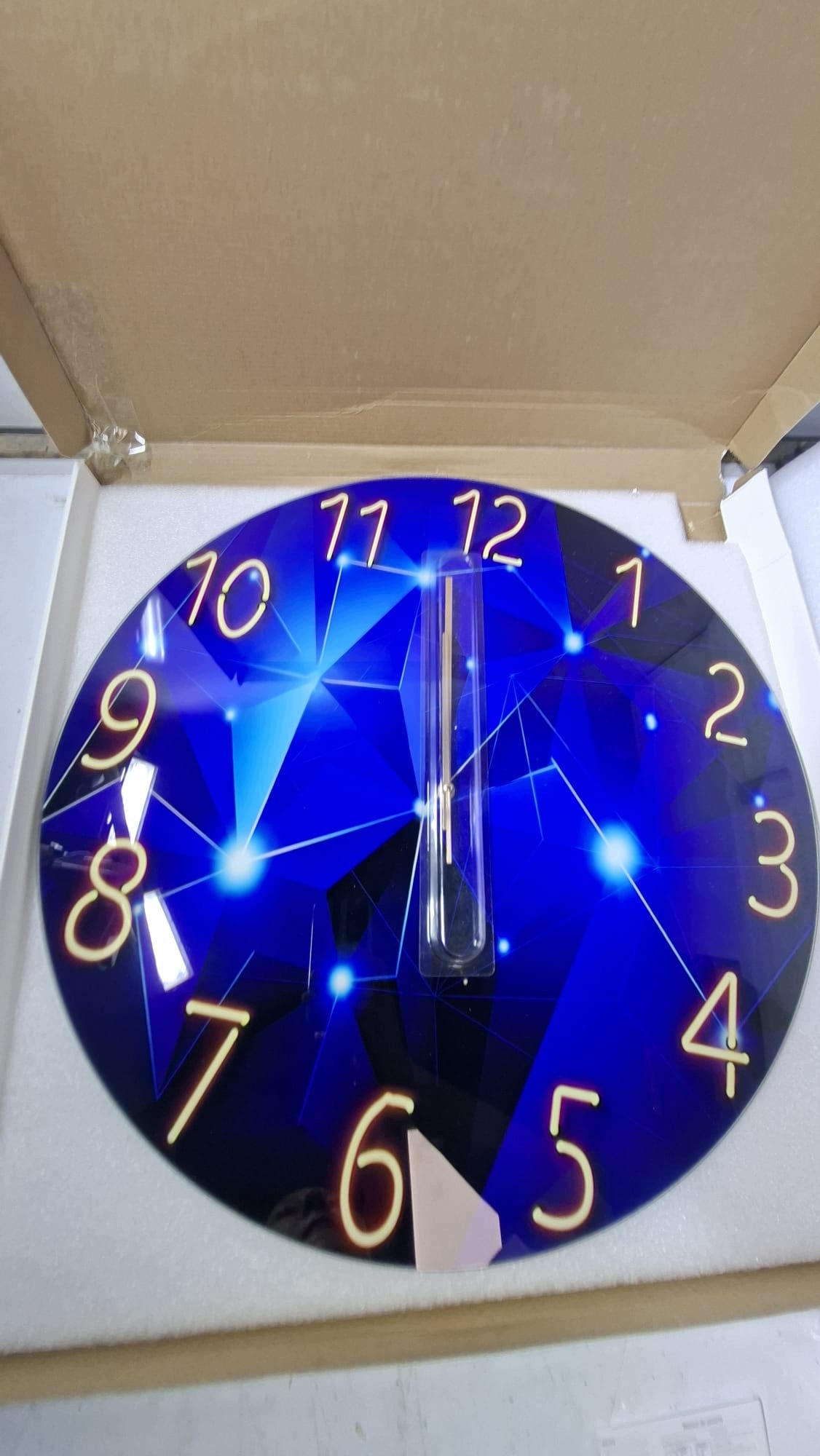 Zegar ścienny 60 cm szklany nowoczesny cichy geometryczny niebieski — zdjęcie 4