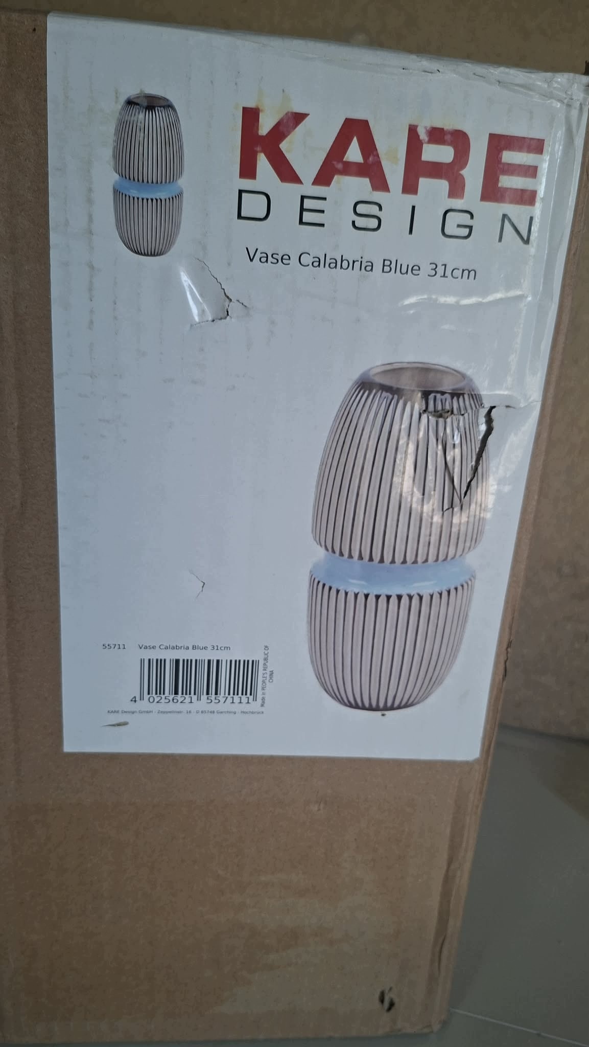 KARE DESIGN Wazon Ceramiczny Calabria Blue 31 cm Biało-Niebieski Designer — zdjęcie 10