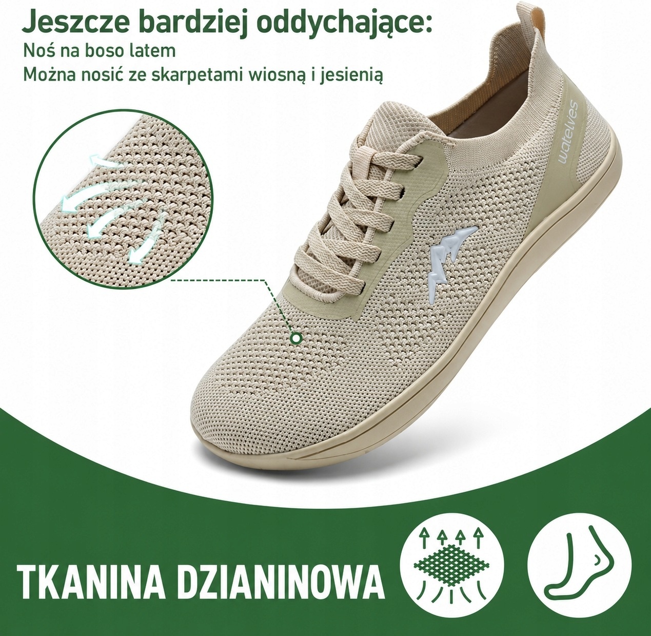 Watelves Buty męskie barefoot szerokie oddychające lekkie beżowe rozmiar 42 — zdjęcie 3