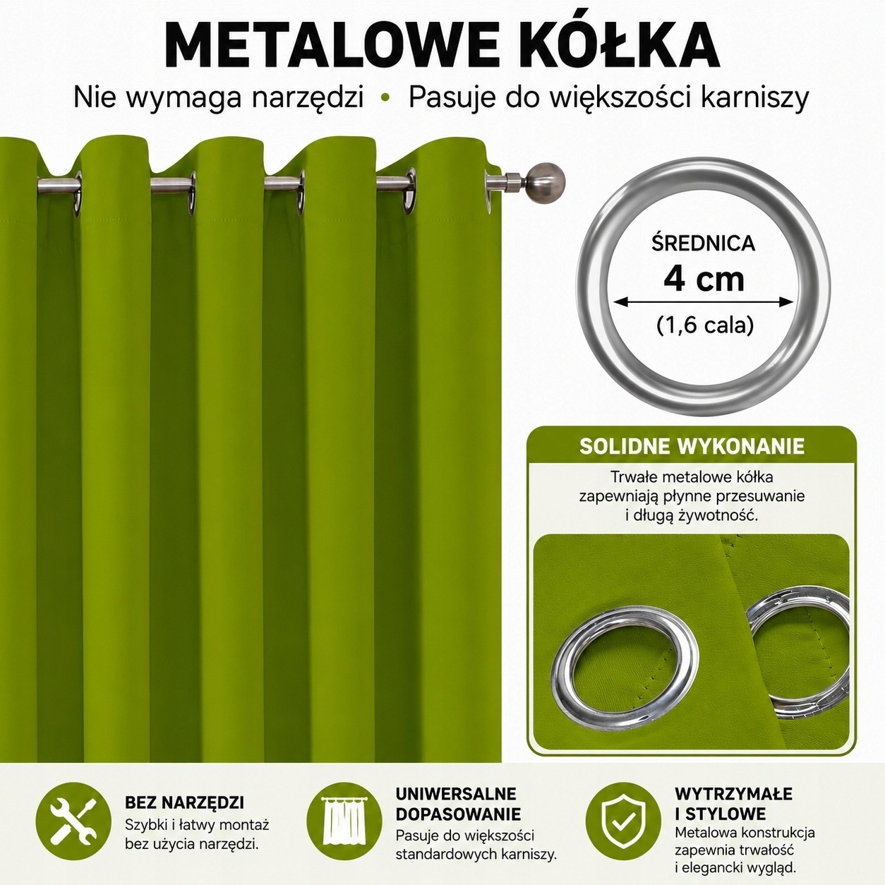Zasłona zaciemniająca na przelotkach 75% blackout zielona 150x195 CM — zdjęcie 6