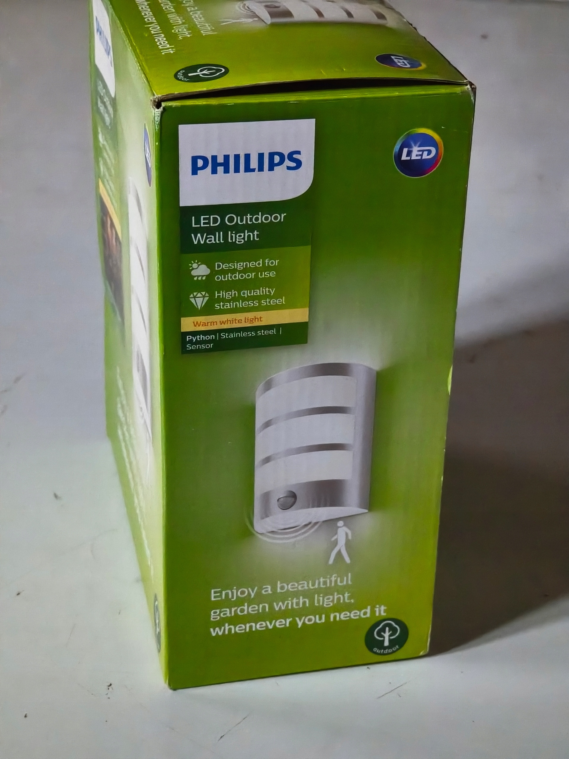 Philips LED Outdoor Wall Light IP44 czujnik ruchu stal nierdzewna — zdjęcie 4