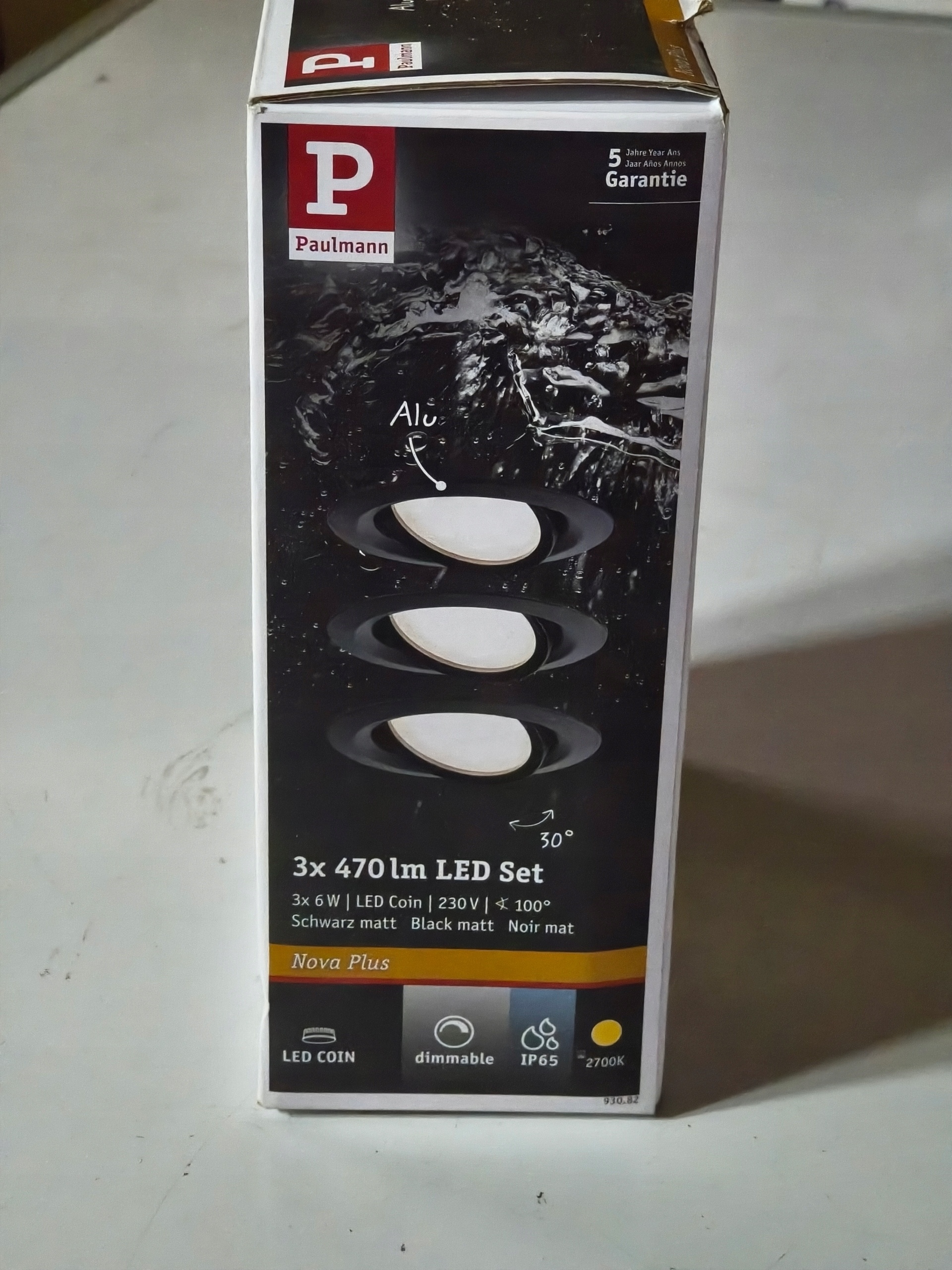 Paulmann Nova Plus LED 3x6W 470lm IP65 2700K czarne oczka sufitowe zestaw — zdjęcie 4