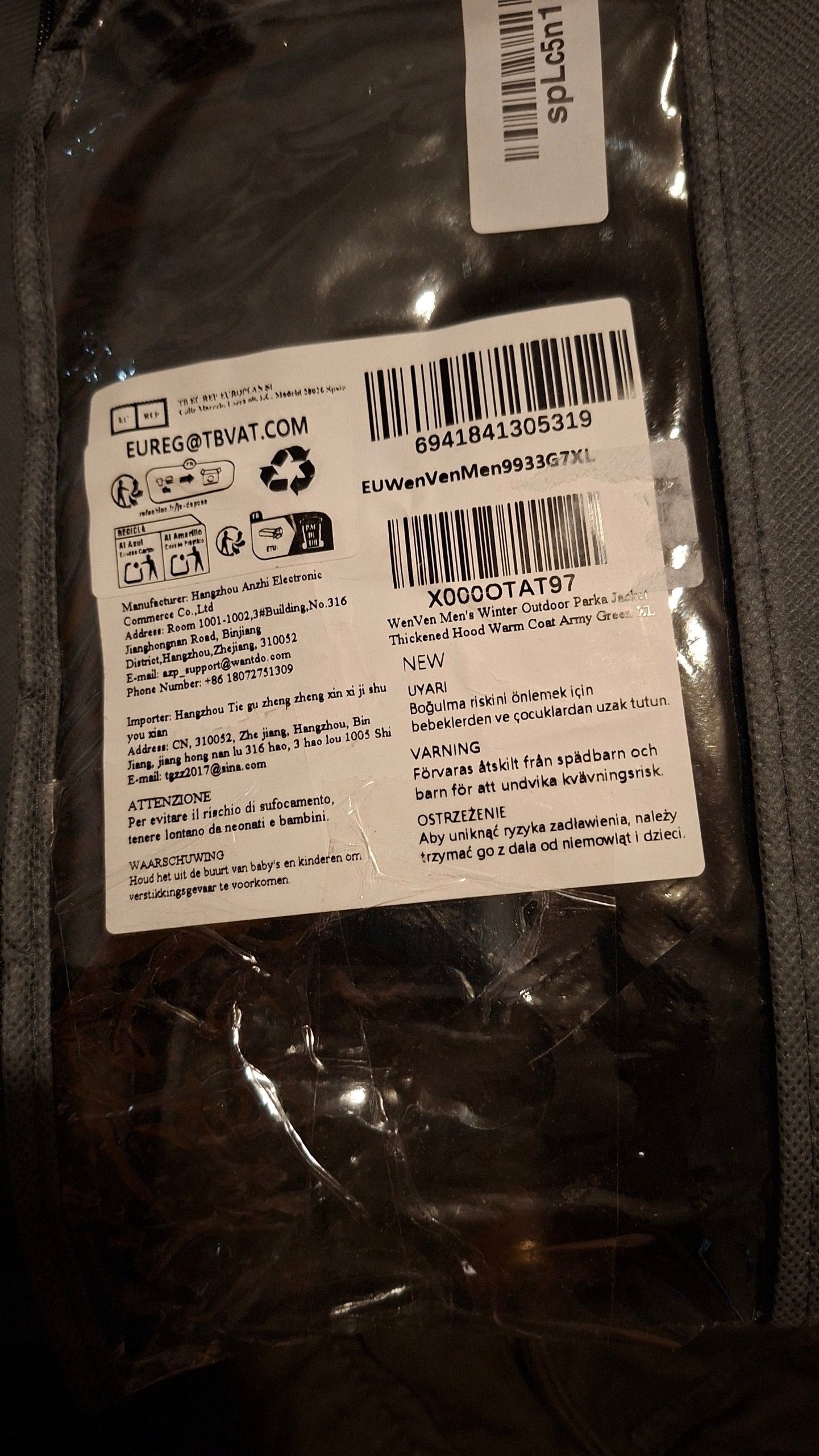 WenVen zimowa kurtka parka męska XL (EU/UK) — zdjęcie 3