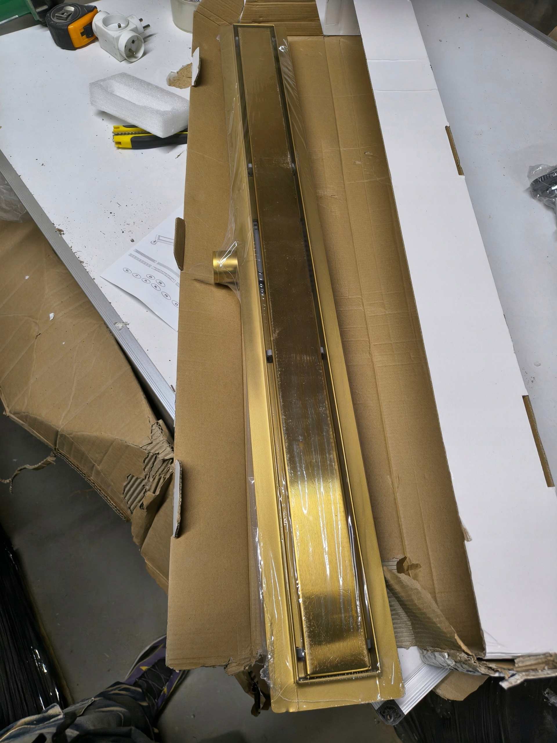 Odpływ liniowy prysznicowy złoty szczotkowany 80 cm syfon komplet — zdjęcie 8