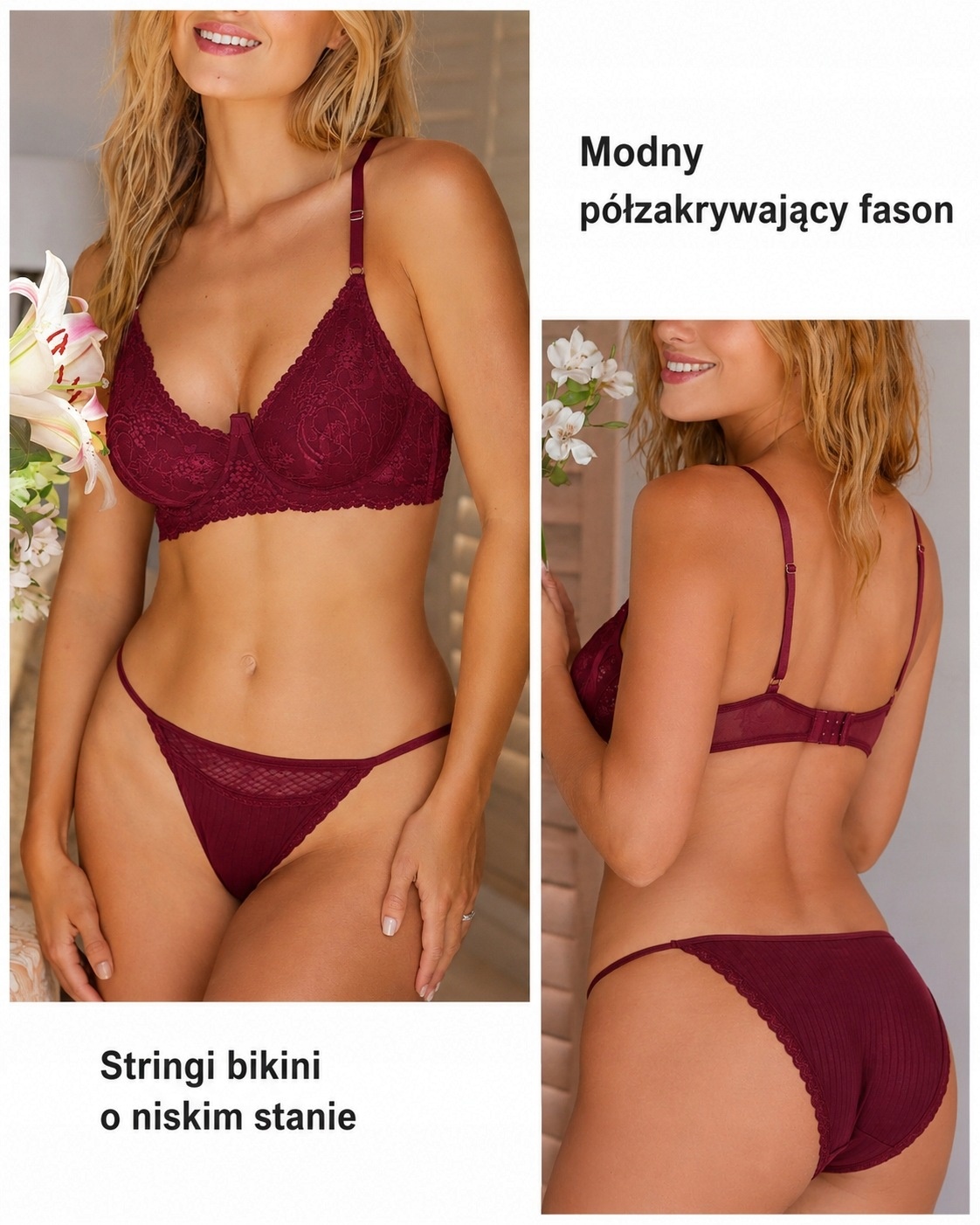 Stringi Damskie Bikini Bawełniane Koronkowe 6 szt. Bezszwowe rozm. XL — zdjęcie 3
