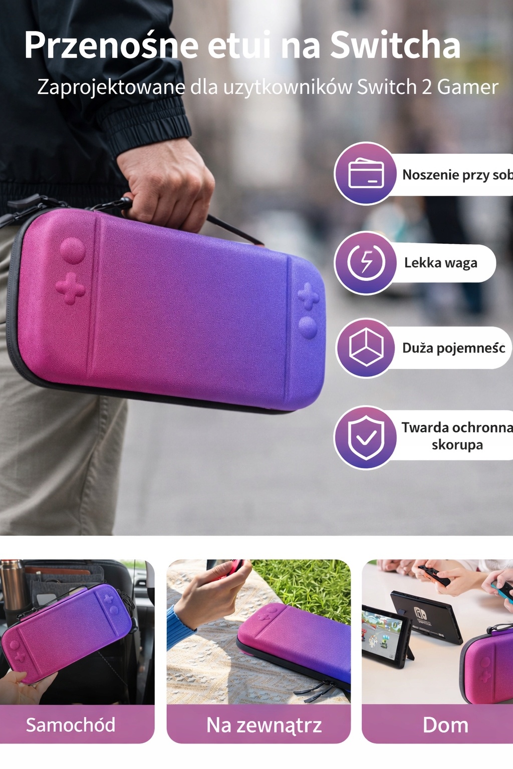 Etui do Nintendo Switch / Switch 2 twarde EVA pokrowiec organizer — zdjęcie 3