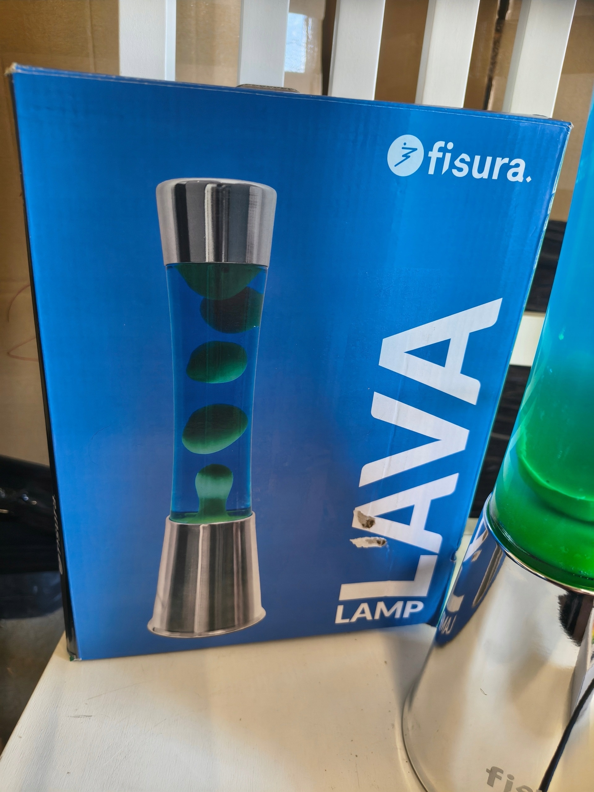 Lampa Lava Fisura Niebiesko-Zielona Dekoracyjna LED Chrom 40 cm — zdjęcie 5