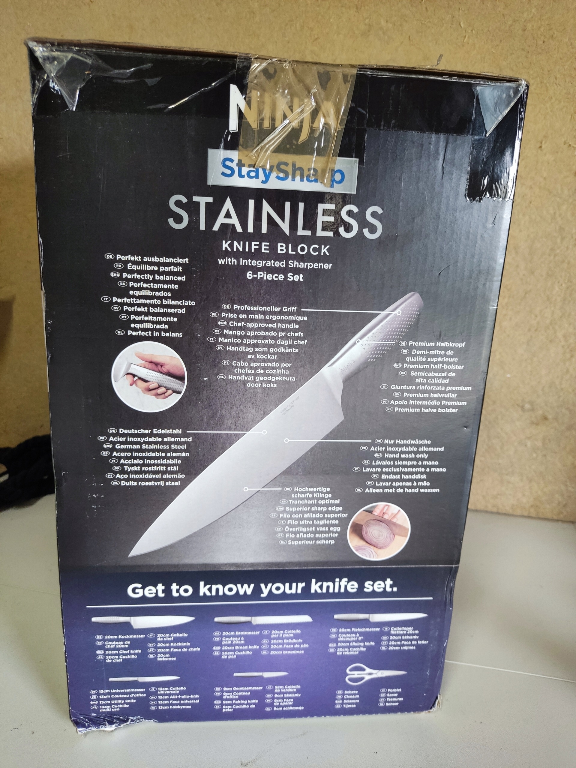Ninja StaySharp Stainless zestaw 5 noży + nożyczki blok z ostrzałką — zdjęcie 6
