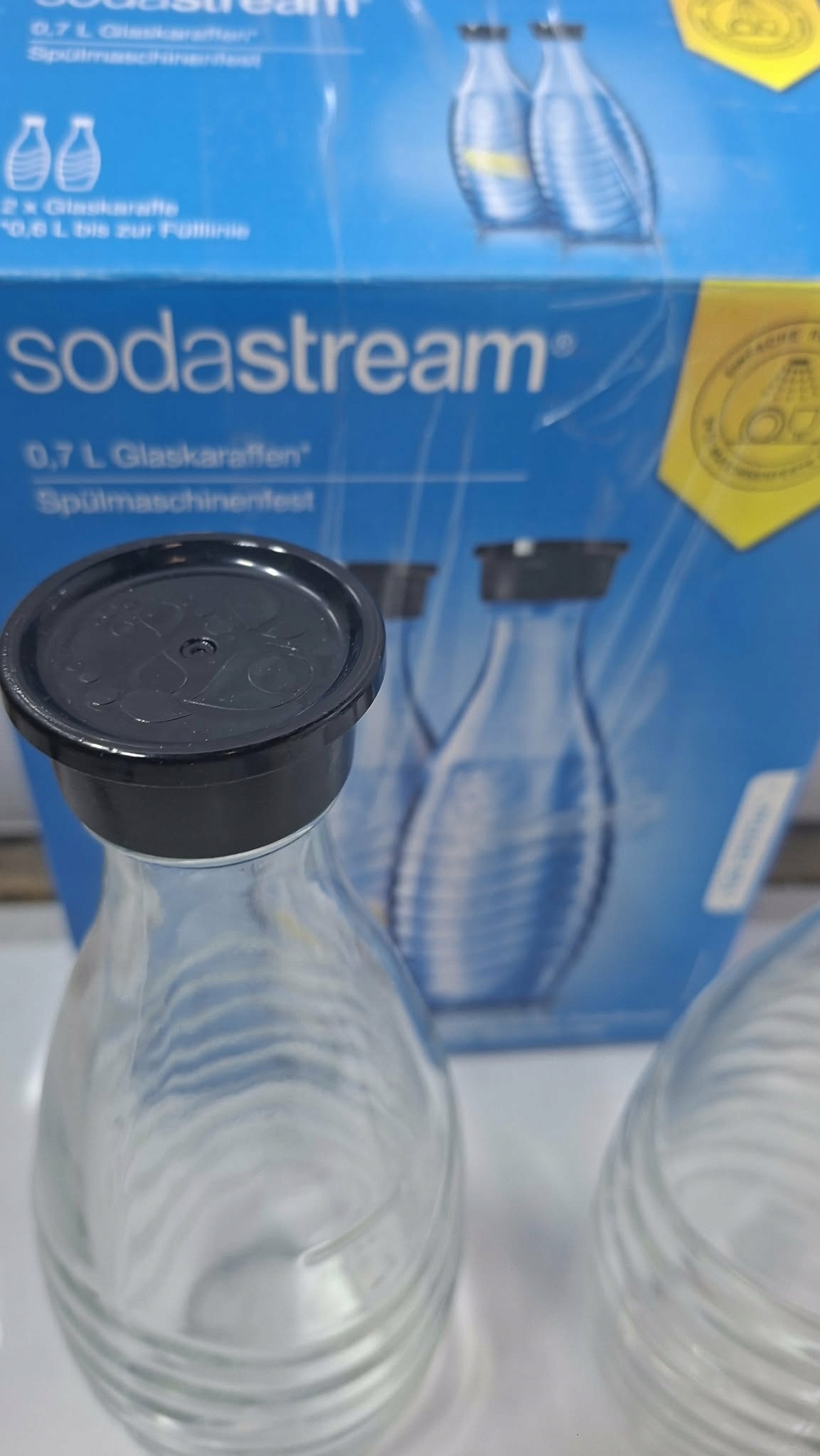 Butelki szklane SodaStream Crystal 0,7L 2 szt. z korkami Oryginał — zdjęcie 11