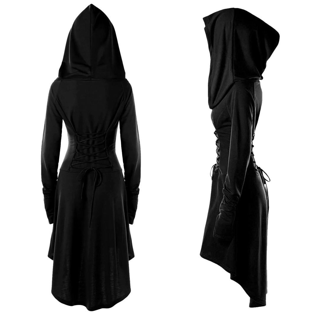 Sukienka Gotycka z Kapturem Halloween Elf Cosplay XXL — zdjęcie 4