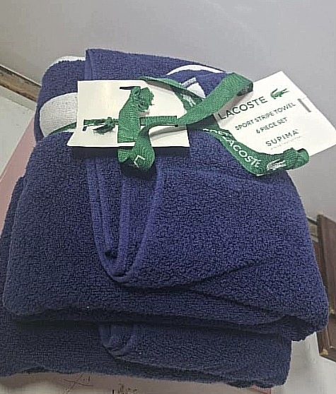 Lacoste komplet ręczników 6 szt. bawełna Supima granatowe w paski — zdjęcie 5