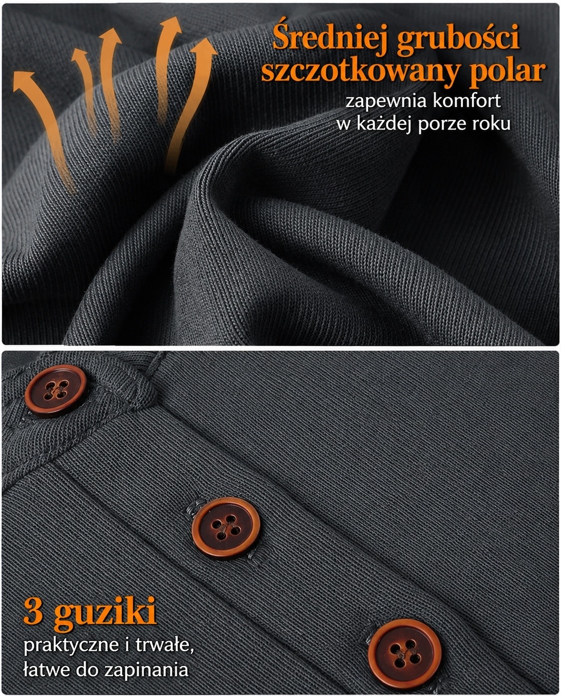 Męska bluza polo z długim rękawem mikropolar XL — zdjęcie 5