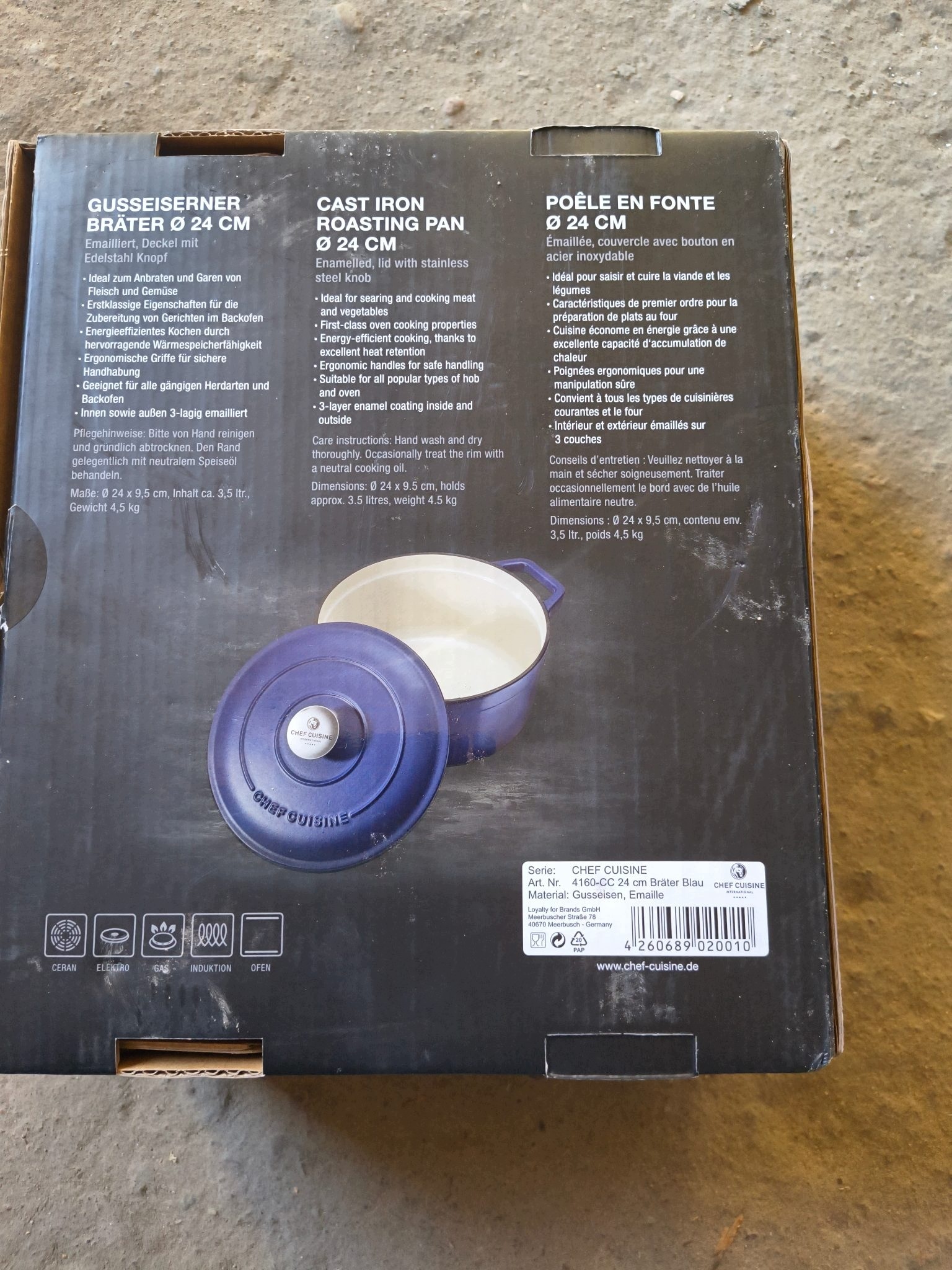 Chef Cuisine brytfanna żeliwna emaliowana z pokrywką 24 cm — zdjęcie 4
