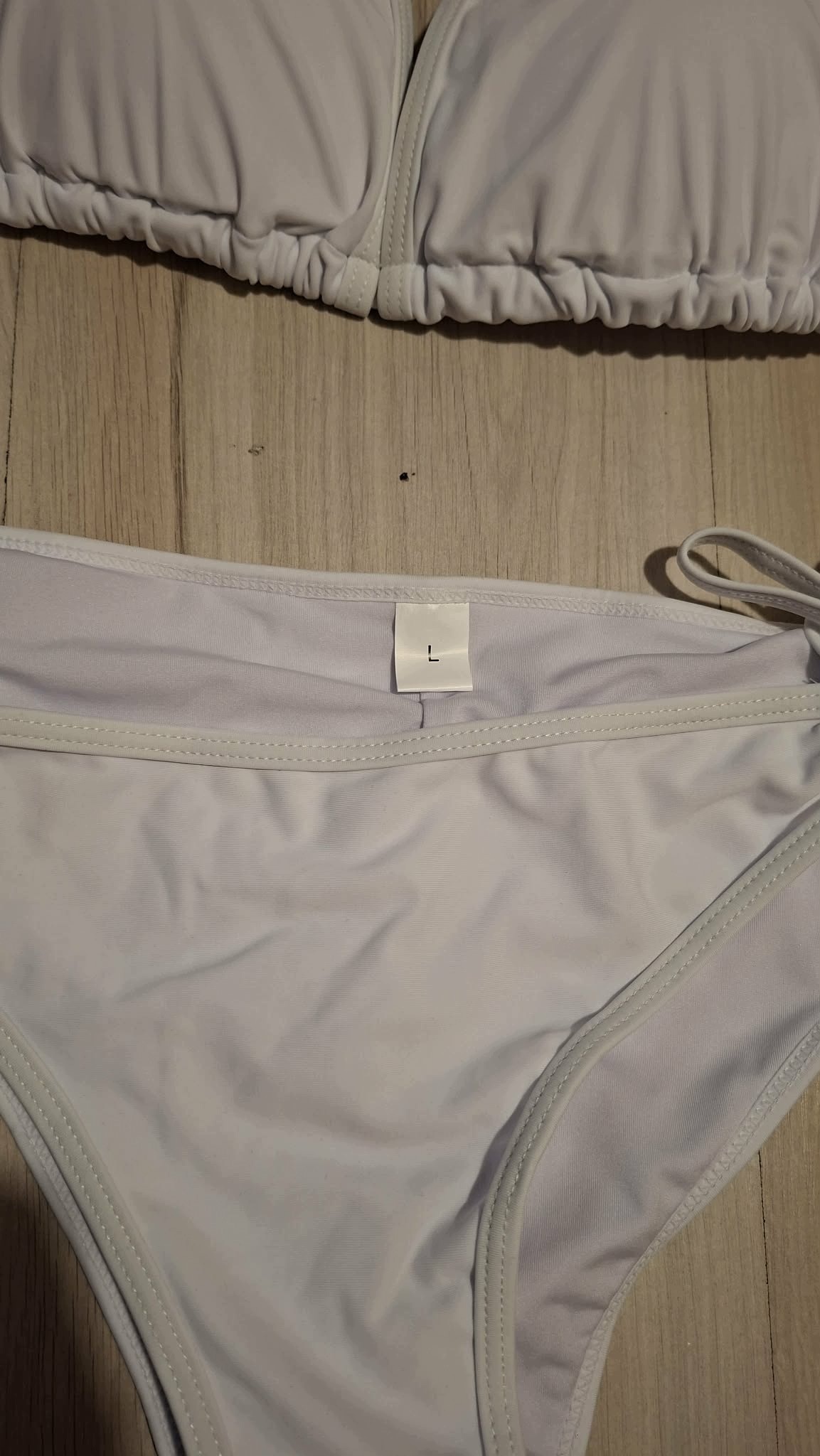 Bikini Białe Damskie Wiązane Strój Kąpielowy Dwuczęściowy Rozmiar L — zdjęcie 5