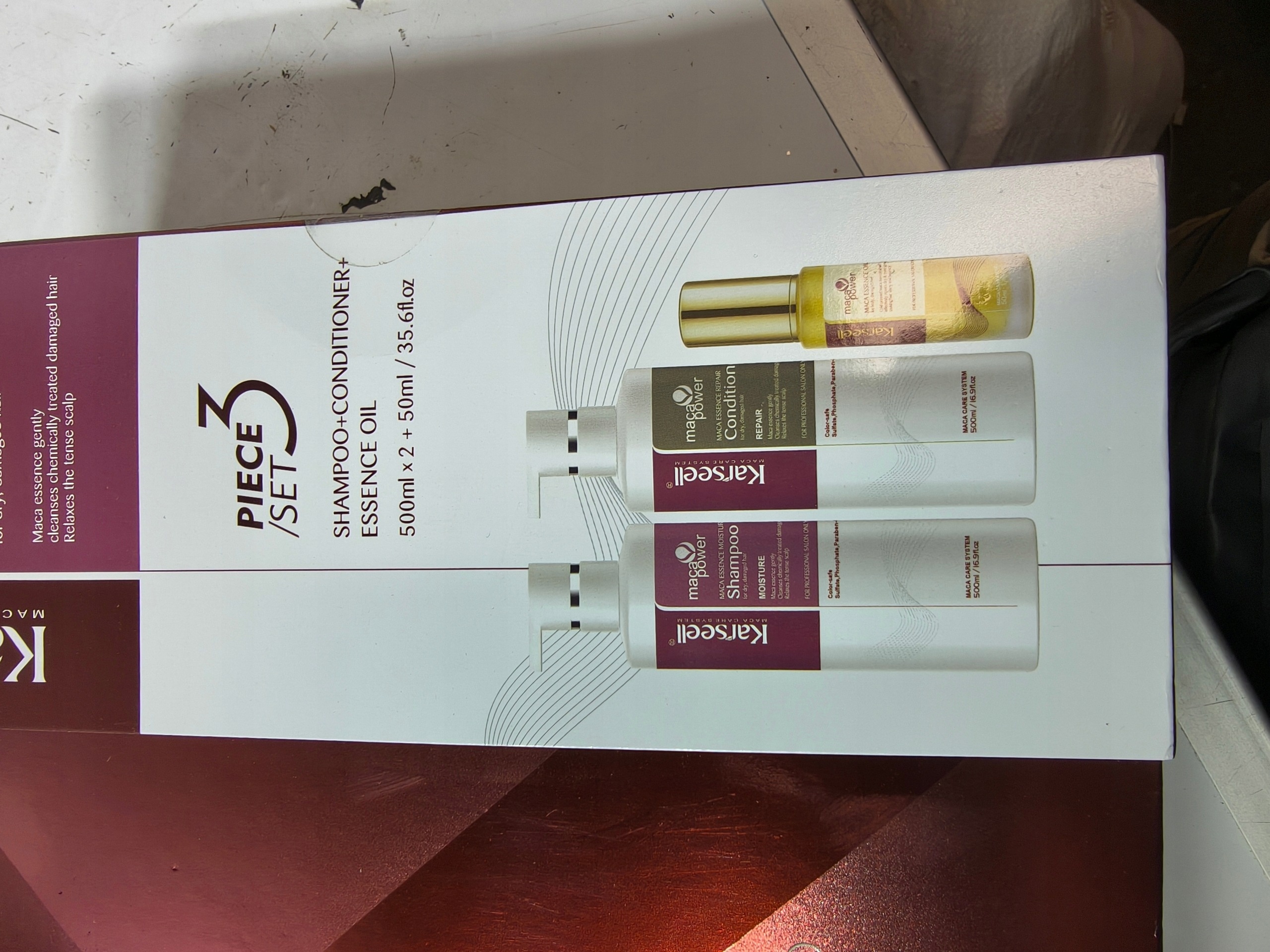 Karseell Maca Power Zestaw 3w1 Szampon Odżywka Olejek Regeneracja — zdjęcie 3