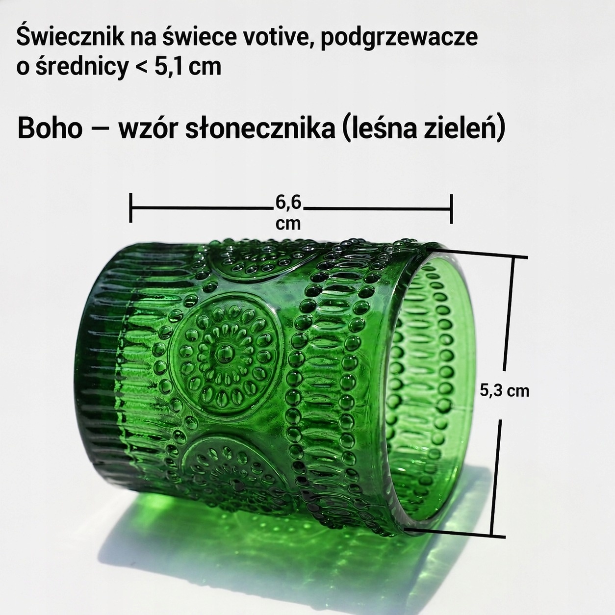 Świeczniki szklane zielone Boho 12 szt. na tealight podgrzewacz 6,6 cm — zdjęcie 3