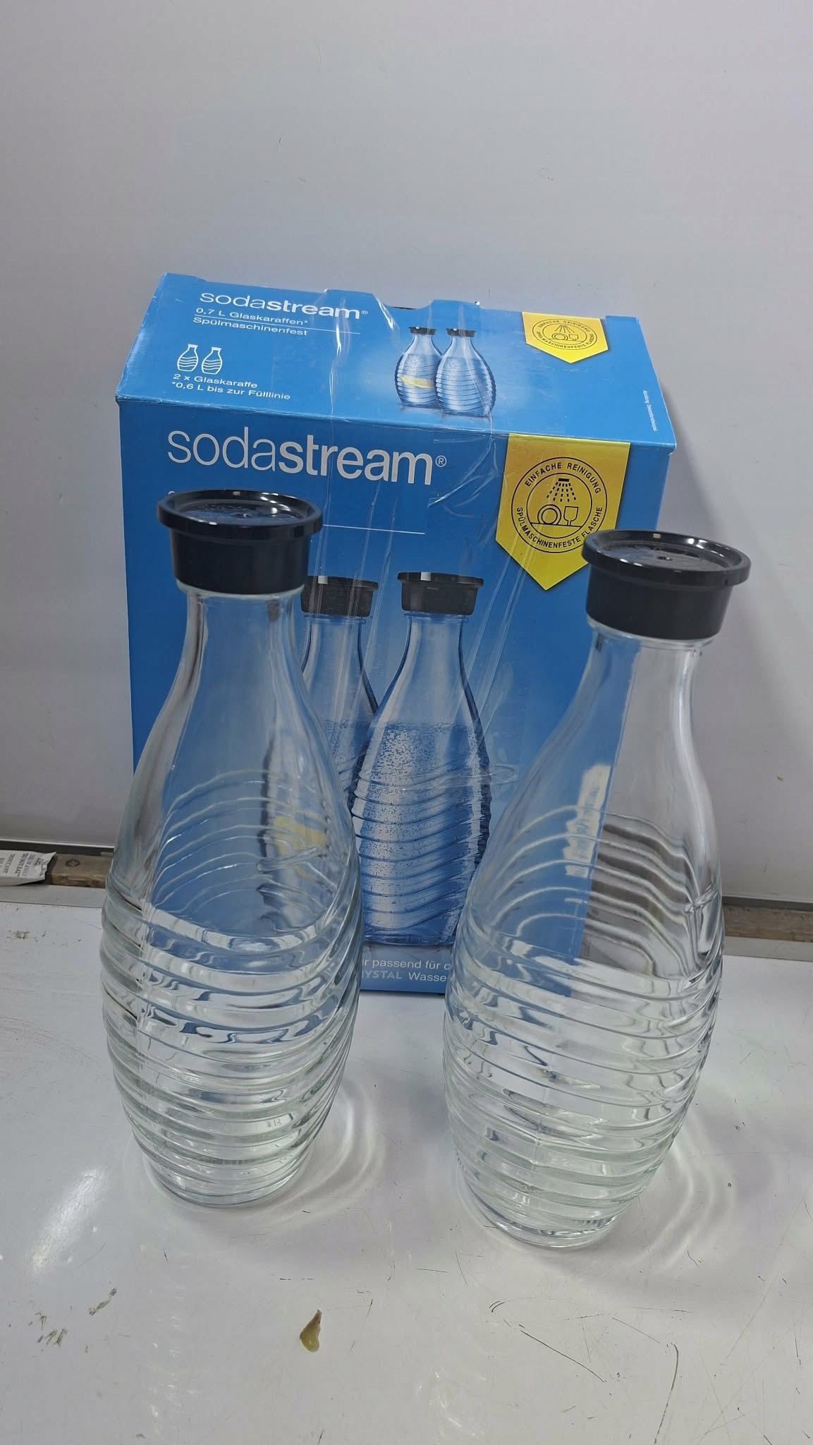 Butelki szklane SodaStream Crystal 0,7L 2 szt. z korkami Oryginał — zdjęcie 9