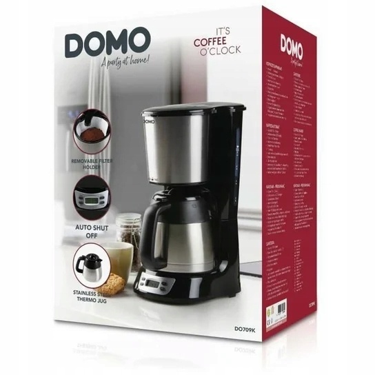 Ekspres do kawy przelewowy DOMO DO709K 1000W | termos 1L | programator — zdjęcie 2