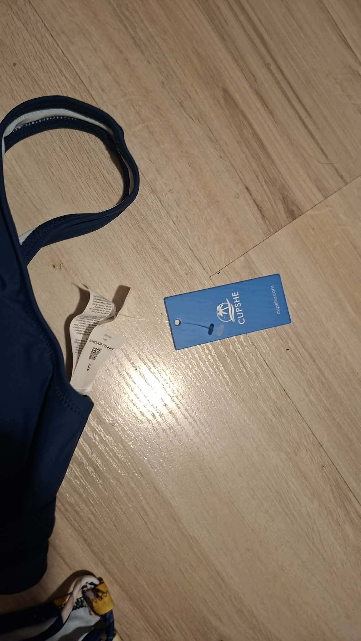 CUPSHE Dwuczęściowy Strój Kąpielowy Damski Bikini Granatowy Kwiaty Rozm. S — zdjęcie 9