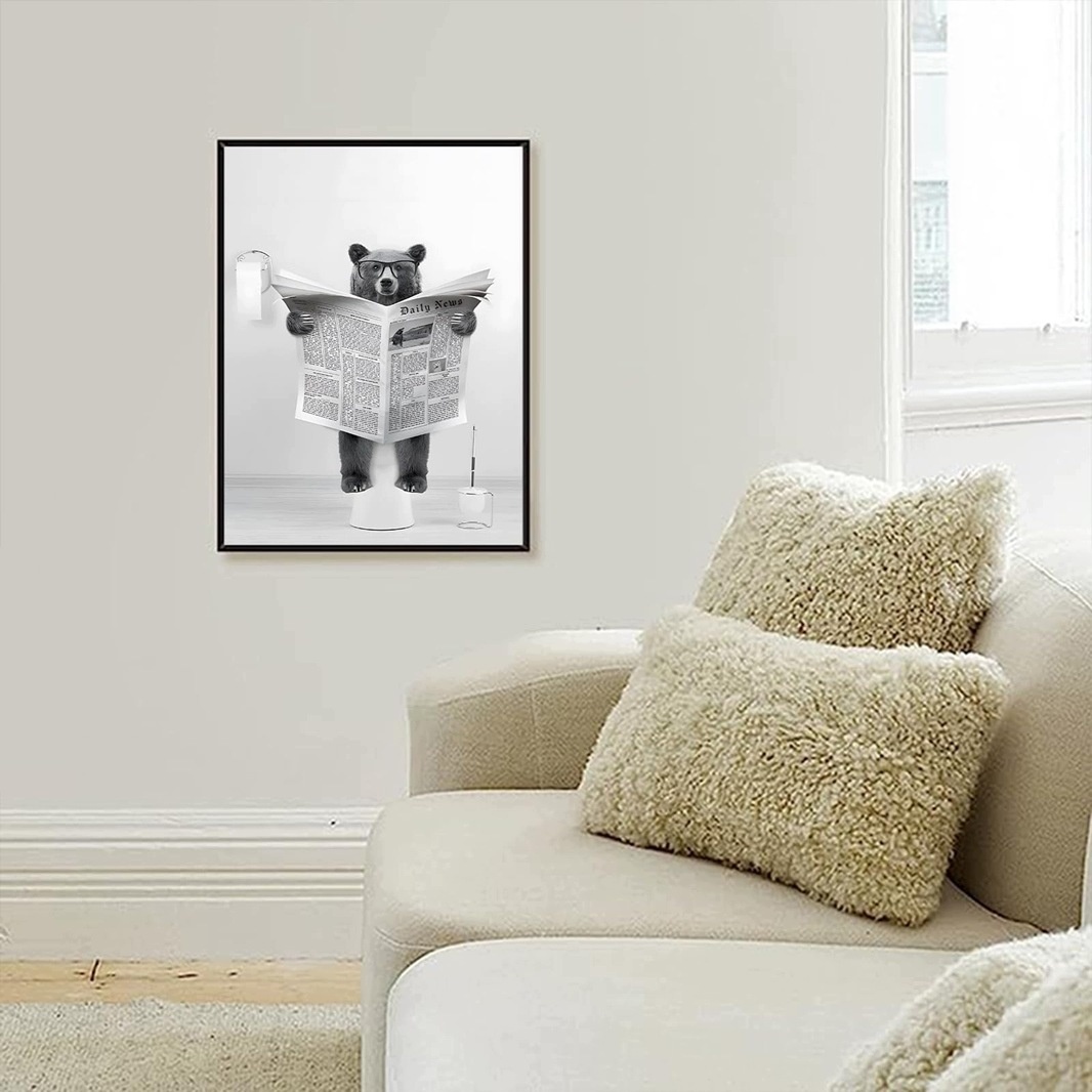 Obraz na płótnie Miś Czytający Gazetę 60x90 cm Bez Ramy — zdjęcie 4