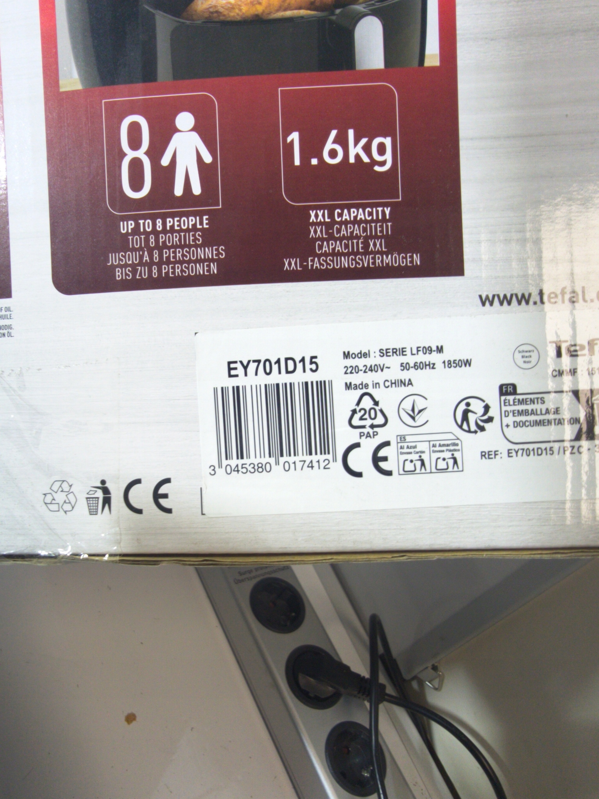 Tefal Easy Fry XXL EY701D15 Air Fryer Frytkownica Beztłuszczowa XXL 1850W — zdjęcie 8